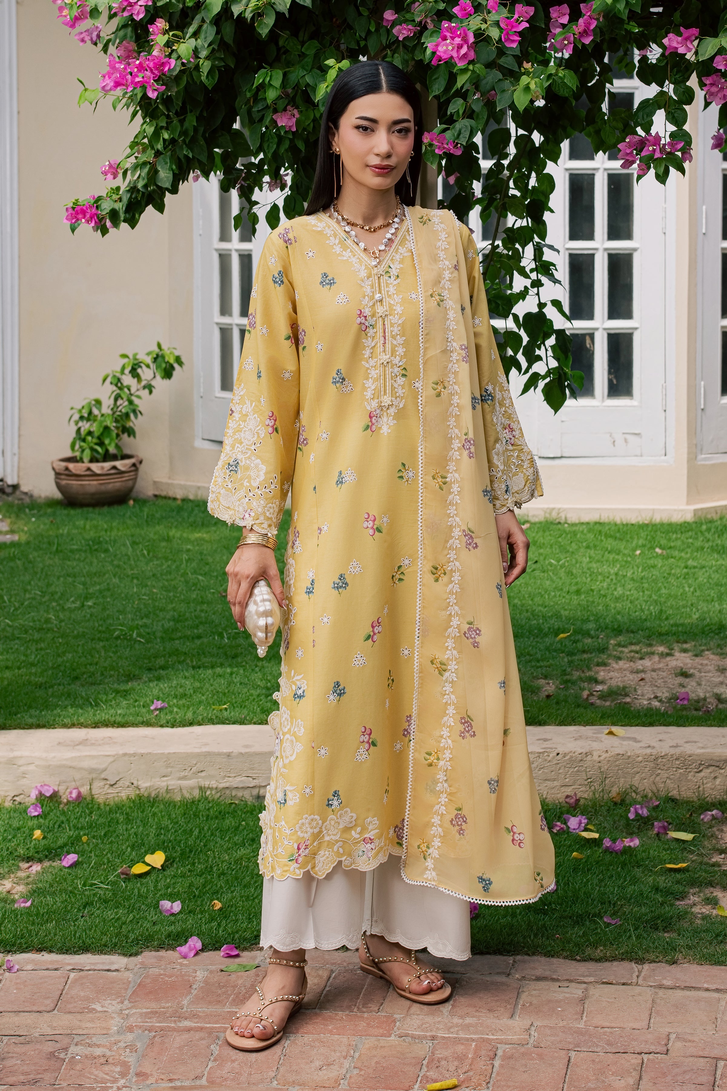  Vard 3Pc - Luxury Embroidered Lawn BATIKSS26  BATIK   XS / Yellow / Lawn-S / Yellow / Lawn-M / Yellow / Lawn-L / Yellow / Lawn-XL / Yellow / Lawn
