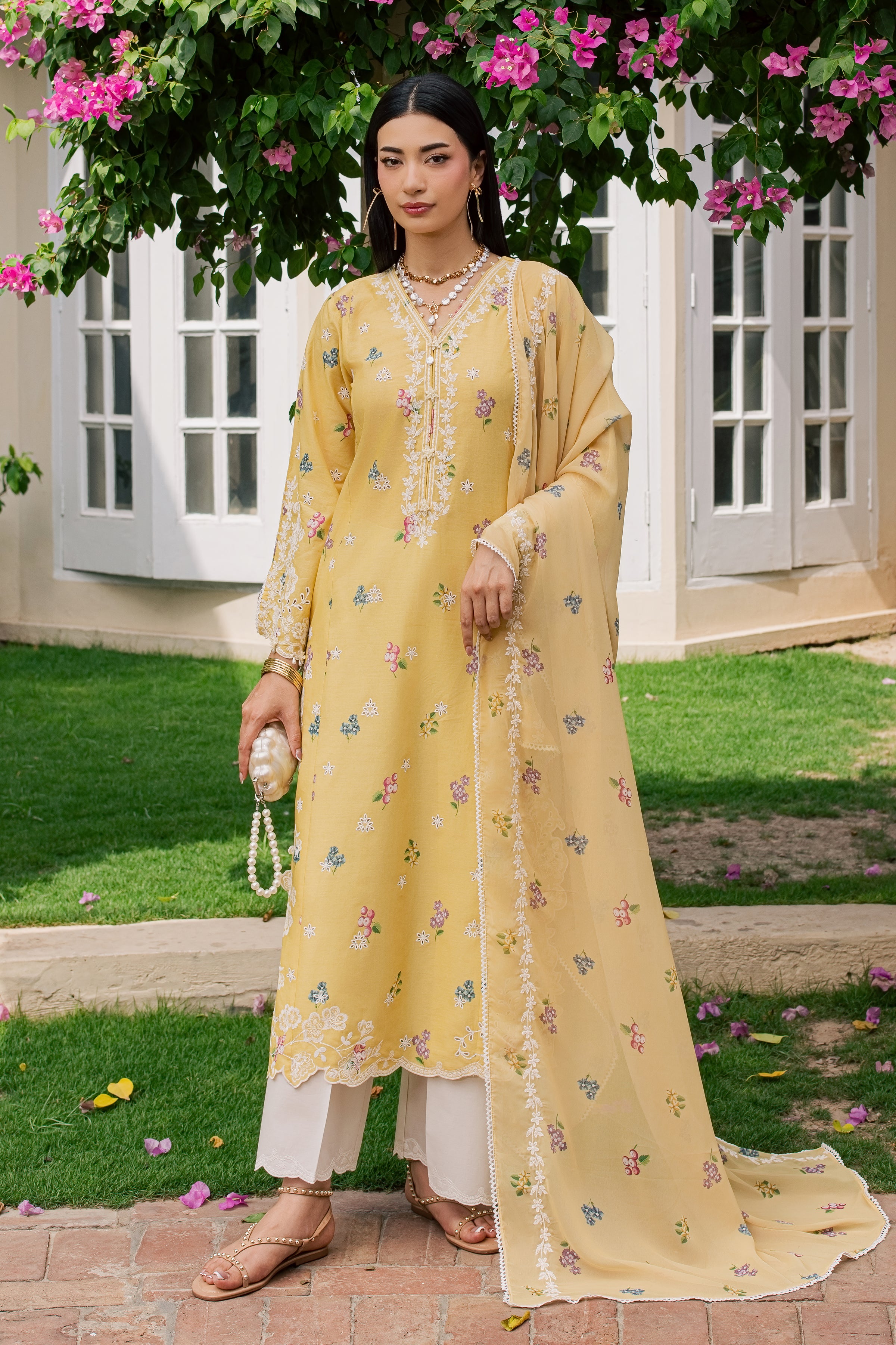  Vard 3Pc - Luxury Embroidered Lawn BATIKSS26  BATIK   XS / Yellow / Lawn-S / Yellow / Lawn-M / Yellow / Lawn-L / Yellow / Lawn-XL / Yellow / Lawn