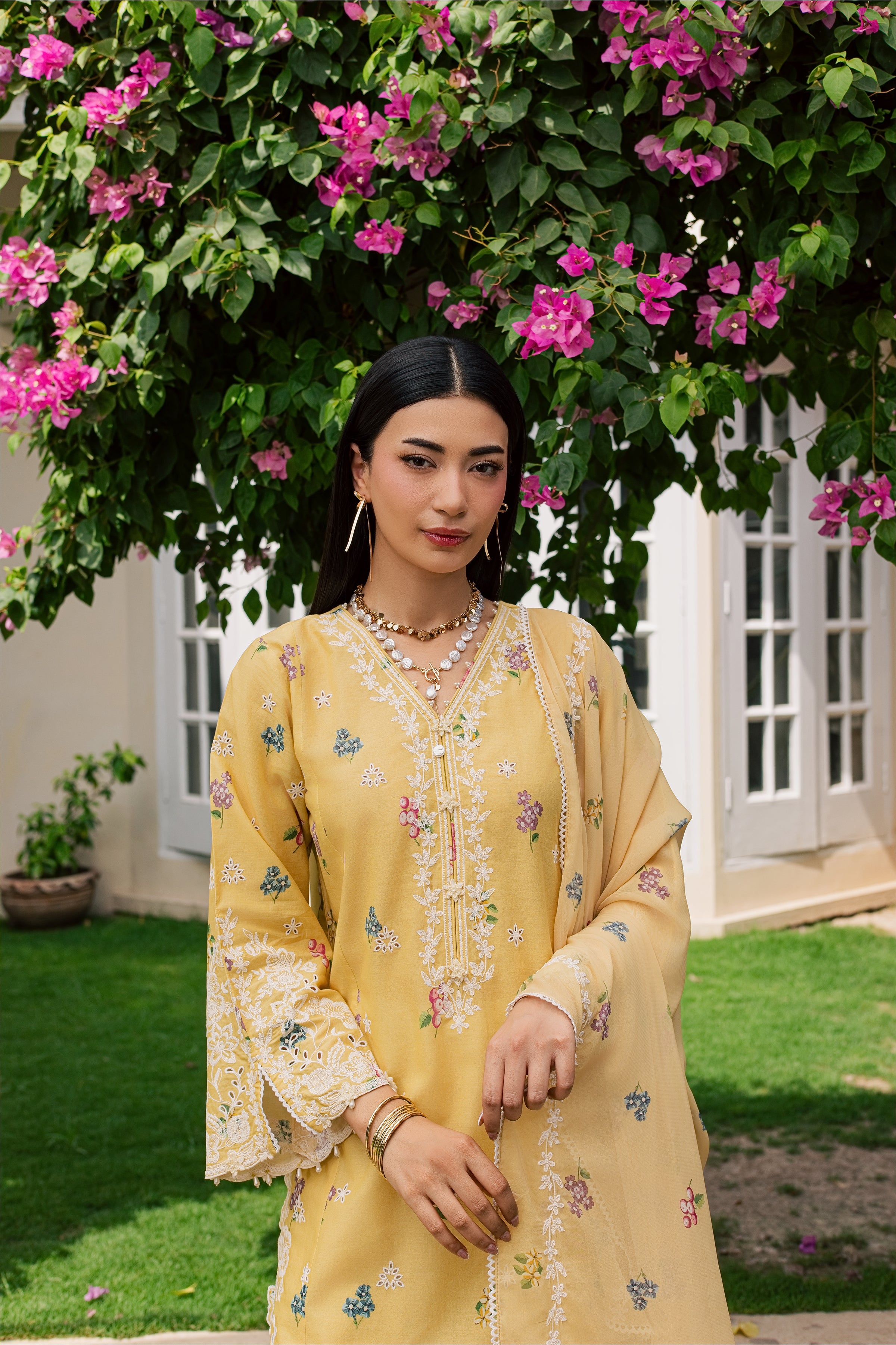 Vard 3Pc - Luxury Embroidered Lawn BATIKSS26  BATIK   XS / Yellow / Lawn-S / Yellow / Lawn-M / Yellow / Lawn-L / Yellow / Lawn-XL / Yellow / Lawn