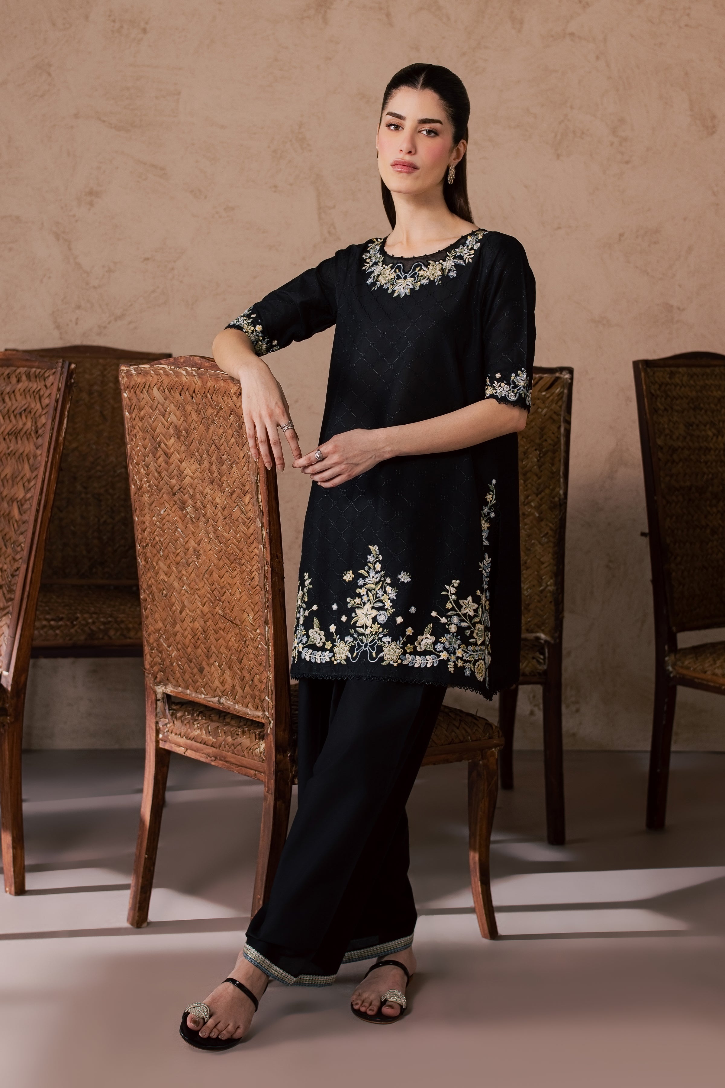  Venom Veil 2Pc - Embroidered Lawn Dress EverydayEdit26  BATIK   XS / Black / Pima Lawn-S / Black / Pima Lawn-M / Black / Pima Lawn-L / Black / Pima Lawn-XL / Black / Pima Lawn
