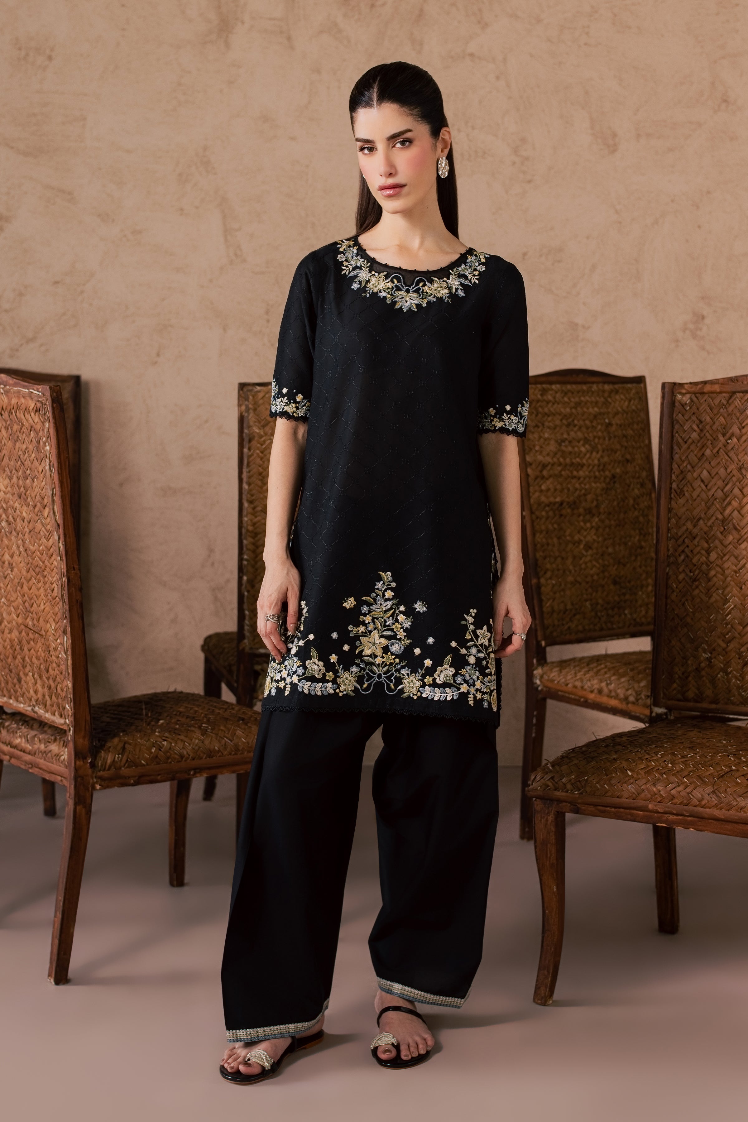  Venom Veil 2Pc - Embroidered Lawn Dress EverydayEdit26  BATIK   XS / Black / Pima Lawn-S / Black / Pima Lawn-M / Black / Pima Lawn-L / Black / Pima Lawn-XL / Black / Pima Lawn