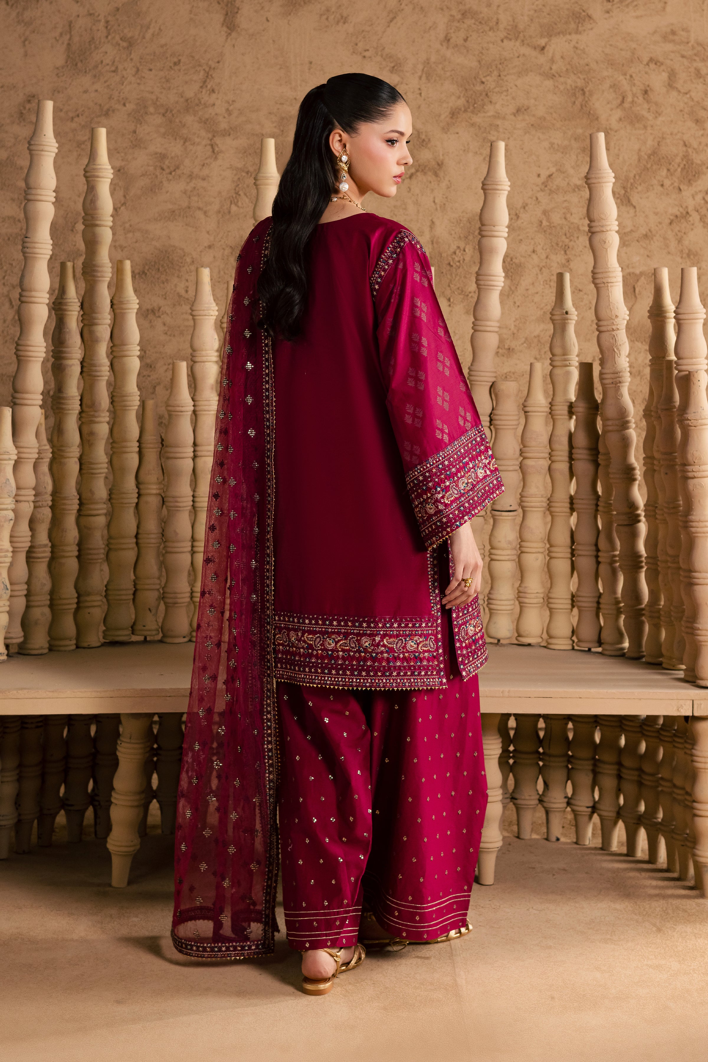  Vienna 3Pc - Festive Eid Pret BATIKEID2026  BATIK   XS / Raspberry / Giza-S / Raspberry / Giza-M / Raspberry / Giza-L / Raspberry / Giza-XL / Raspberry / Giza