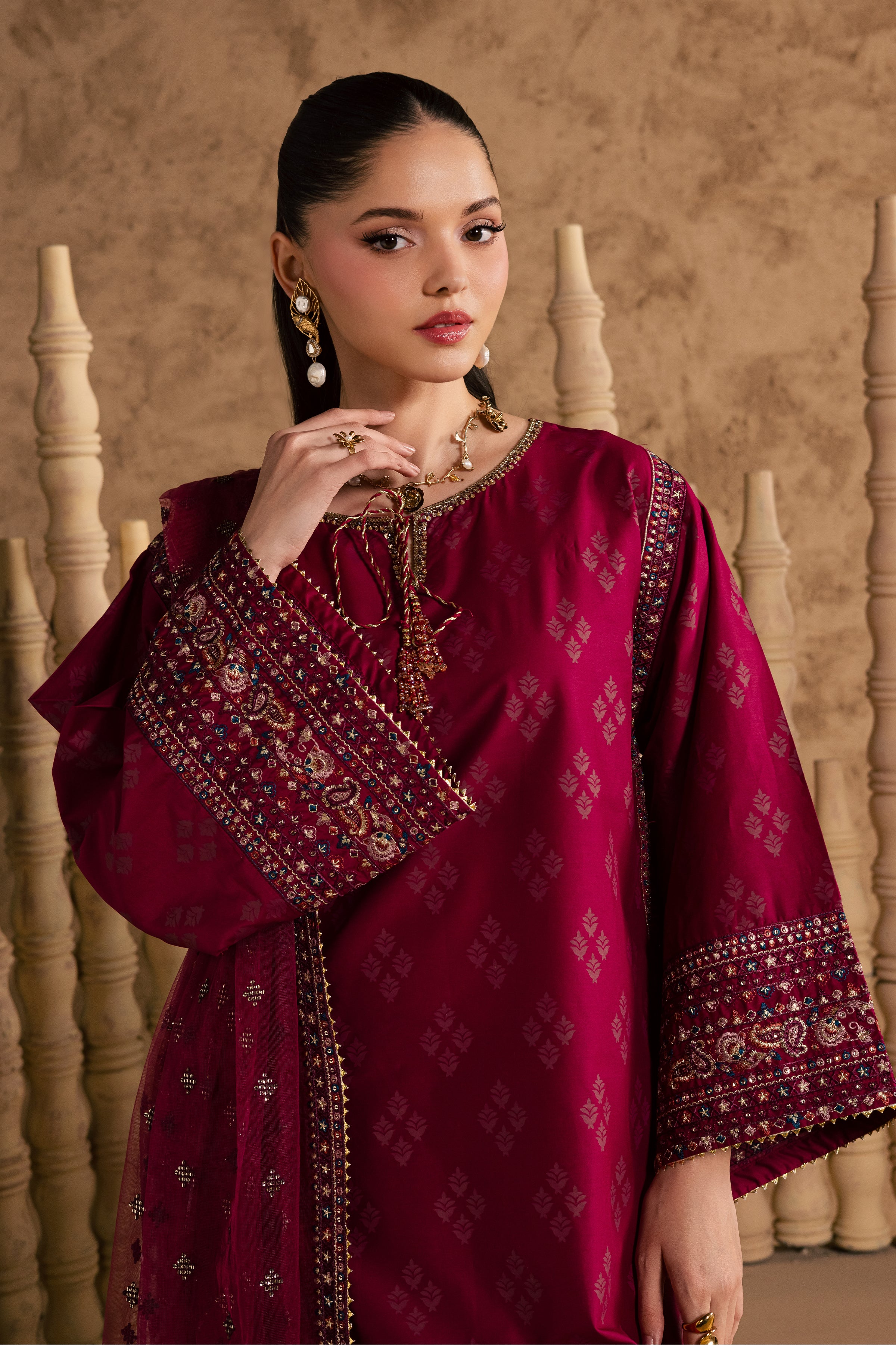  Vienna 3Pc - Festive Eid Pret BATIKEID2026  BATIK   XS / Raspberry / Giza-S / Raspberry / Giza-M / Raspberry / Giza-L / Raspberry / Giza-XL / Raspberry / Giza