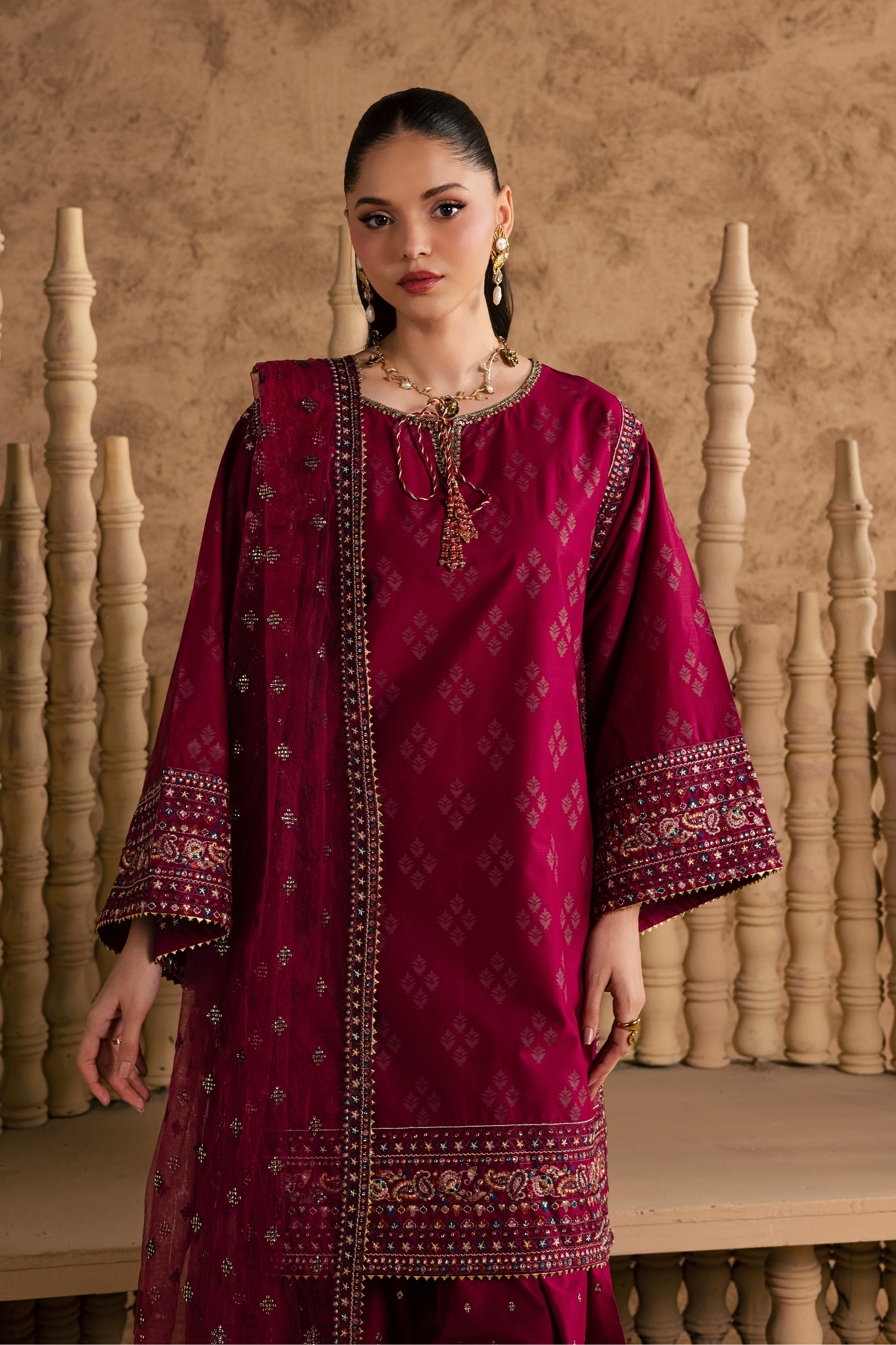  Vienna 3Pc - Festive Eid Pret BATIKEID2026  BATIK   XS / Raspberry / Giza-S / Raspberry / Giza-M / Raspberry / Giza-L / Raspberry / Giza-XL / Raspberry / Giza
