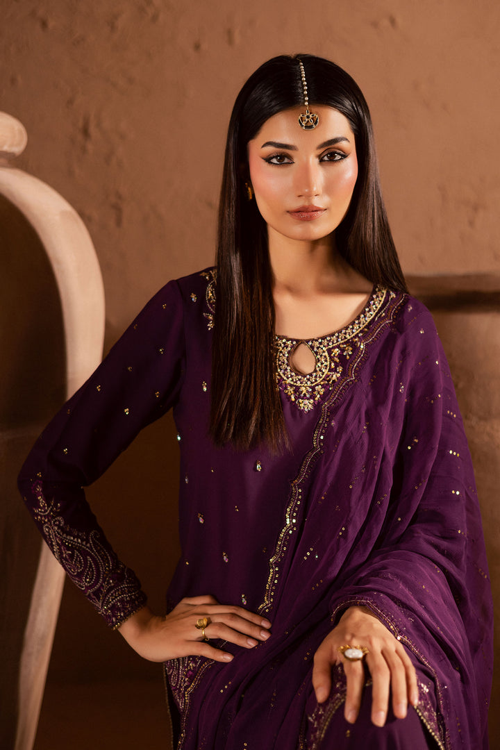  Voilet Whimsy 3Pc- Festive Luxe Pret BATIKSTUDIO2025  BATIK   S / Deep Purple / Georgette-M / Deep Purple / Georgette-L / Deep Purple / Georgette