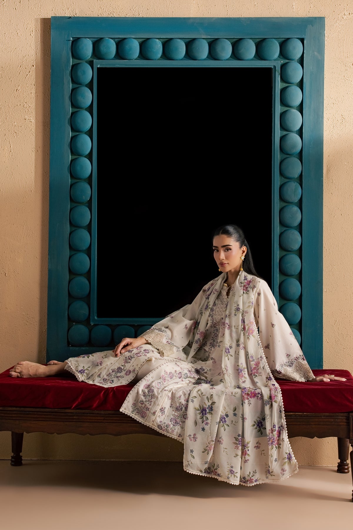 White Rainbow 3Pc - Luxury Embroidered Lawn BATIKSS26  BATIK   XS / White Swan / Pima Lawn-S / White Swan / Pima Lawn-M / White Swan / Pima Lawn-L / White Swan / Pima Lawn-XL / White Swan / Pima Lawn