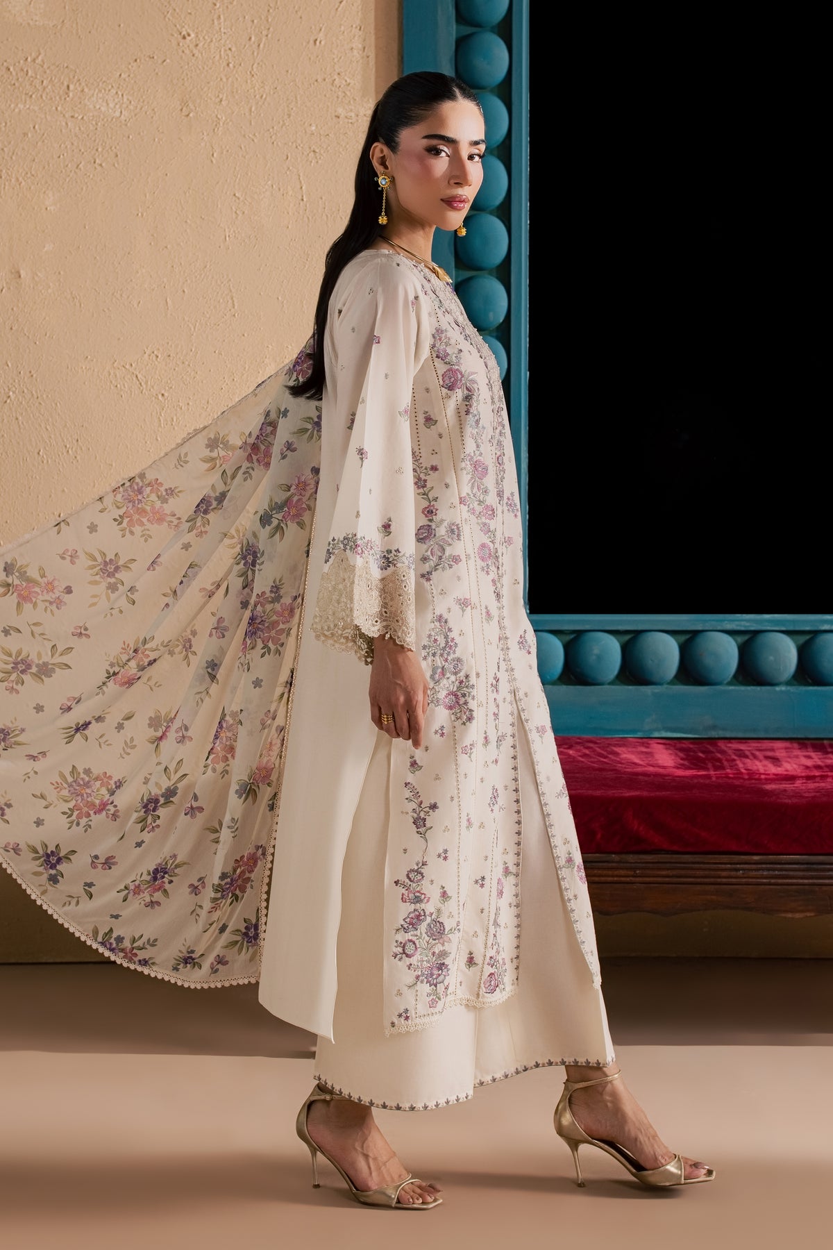  White Rainbow 3Pc - Luxury Embroidered Lawn BATIKSS26  BATIK   XS / White Swan / Pima Lawn-S / White Swan / Pima Lawn-M / White Swan / Pima Lawn-L / White Swan / Pima Lawn-XL / White Swan / Pima Lawn