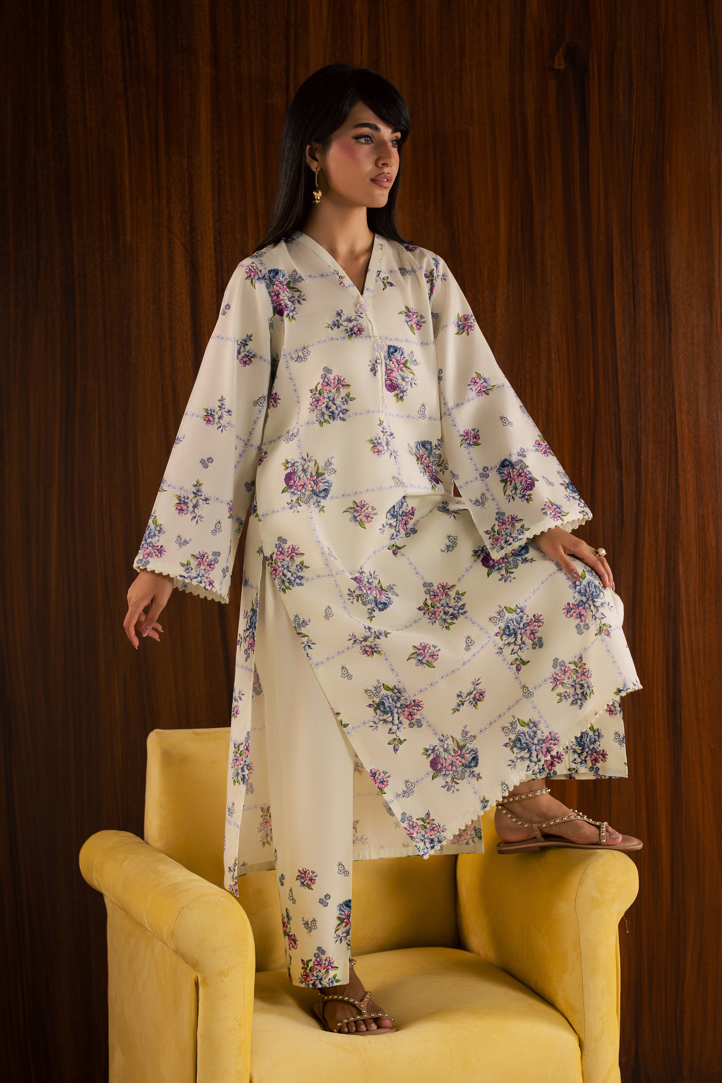  White Sally 2Pc - Printed Lawn Dress BATIKSS26  BATIK   XS / Off White / Lawn-S / Off White / Lawn-M / Off White / Lawn-L / Off White / Lawn-XL / Off White / Lawn
