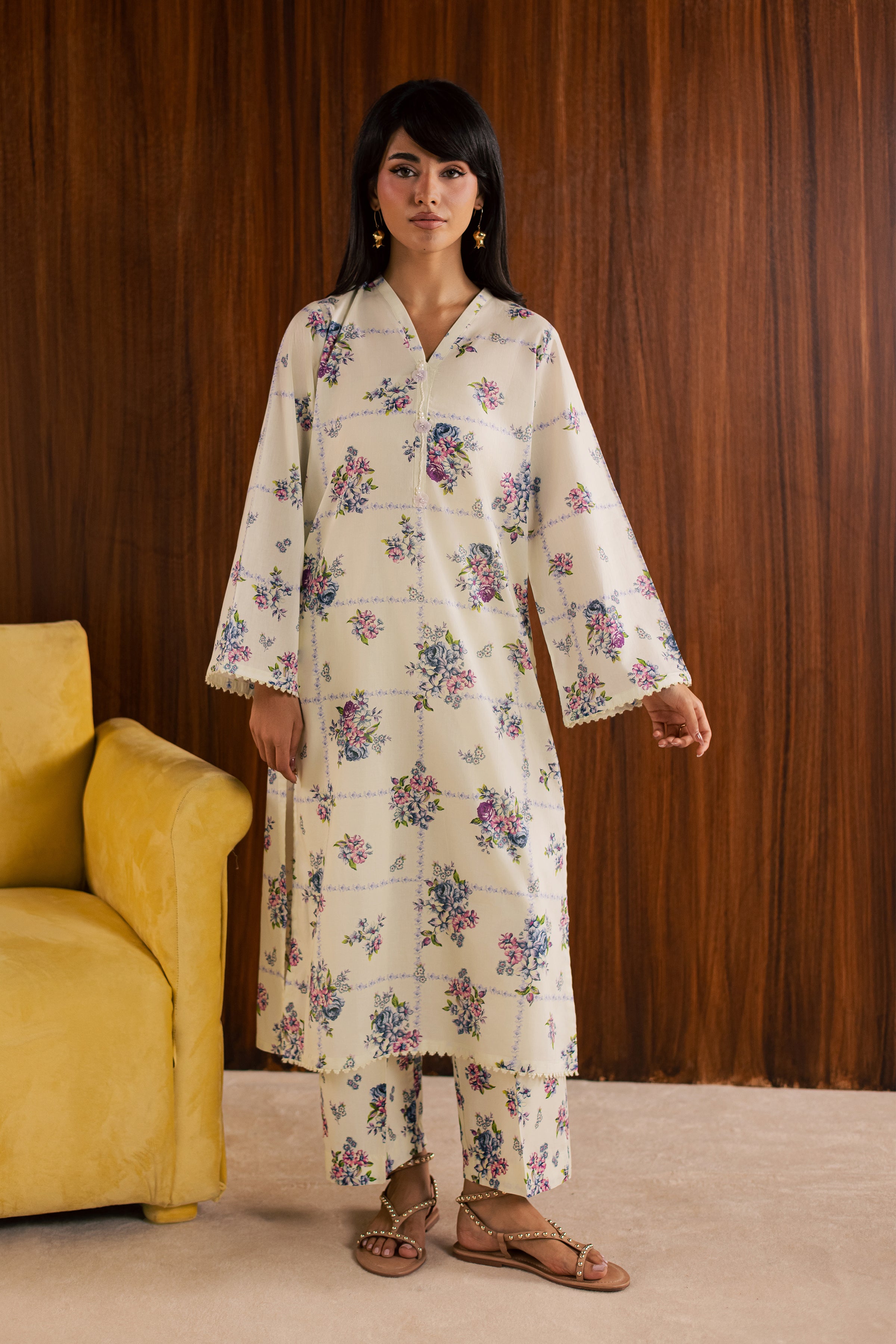  White Sally 2Pc - Printed Lawn Dress BATIKSS26  BATIK   XS / Off White / Lawn-S / Off White / Lawn-M / Off White / Lawn-L / Off White / Lawn-XL / Off White / Lawn