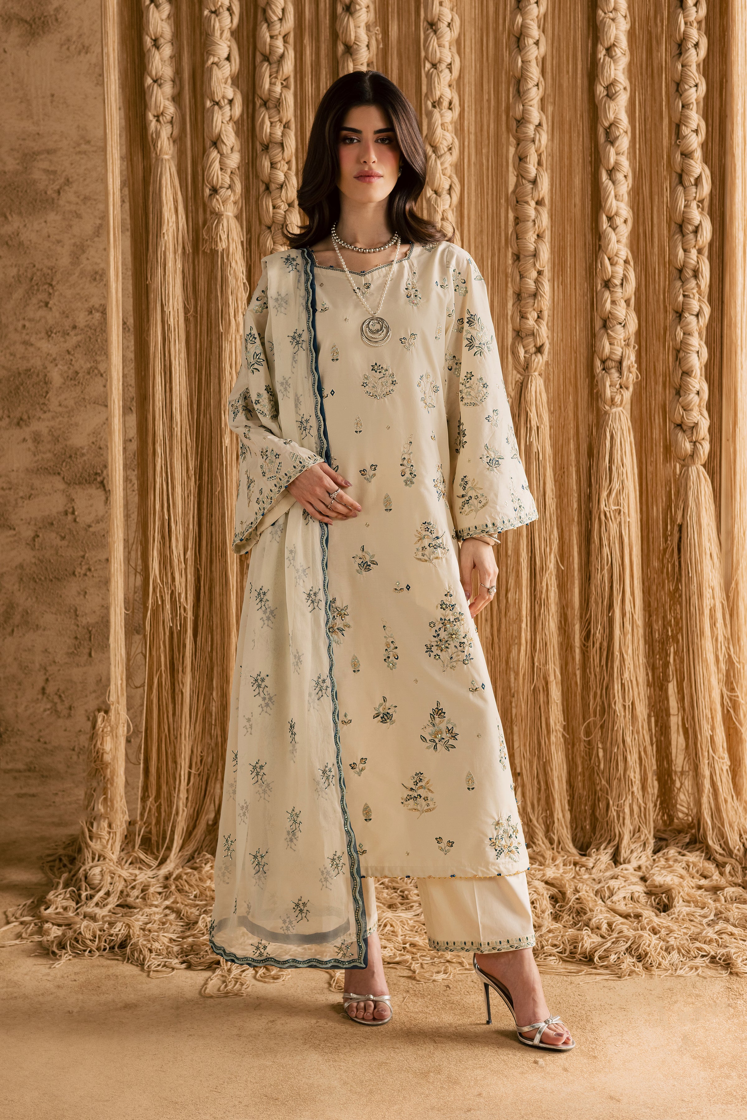  White Sky 3Pc - Festive Eid Pret BATIKEID2026  BATIK   XS / Ivory / Giza-S / Ivory / Giza-M / Ivory / Giza-L / Ivory / Giza-XL / Ivory / Giza
