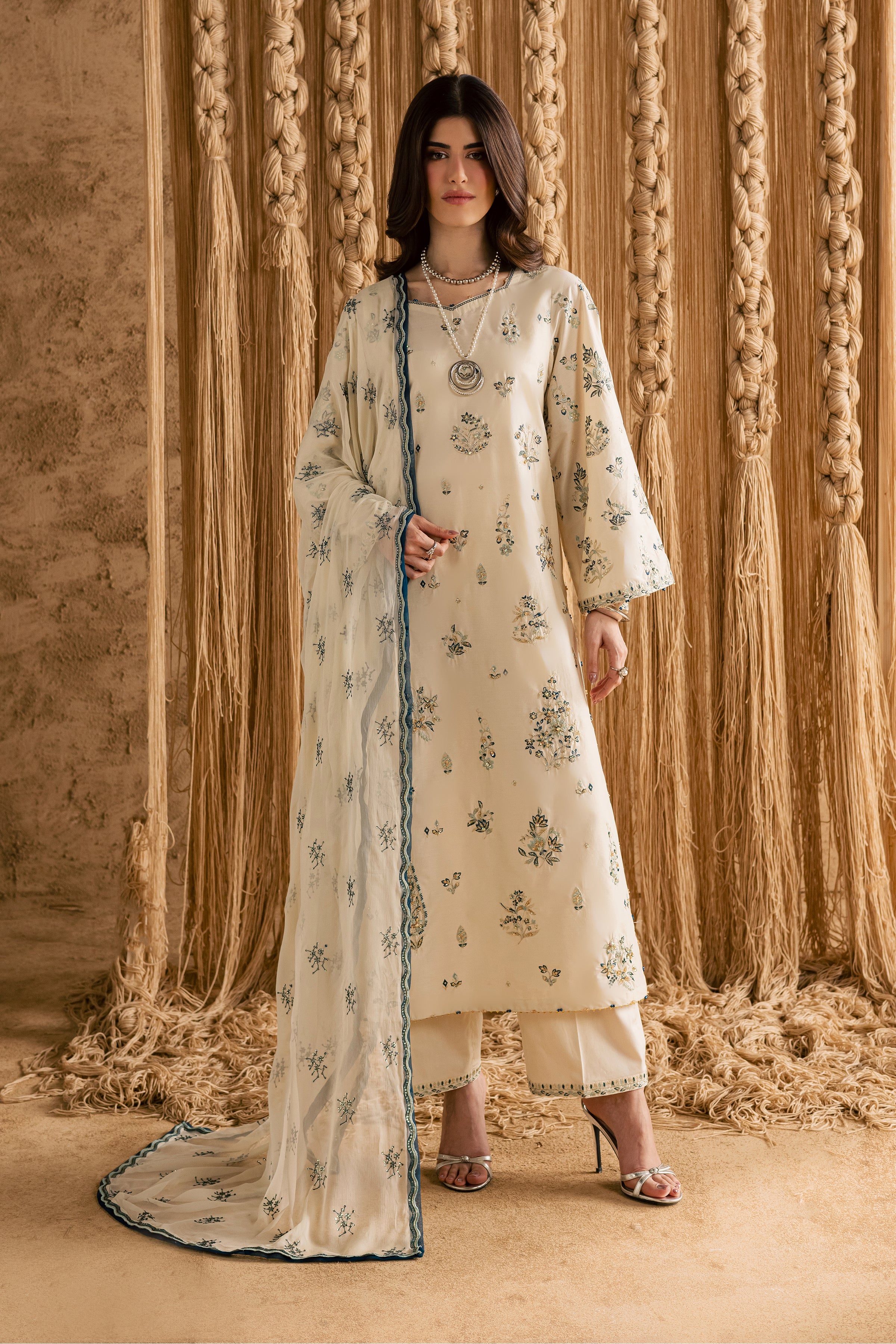 White Sky 3Pc - Festive Eid Pret BATIKEID2026  BATIK   XS / Ivory / Giza-S / Ivory / Giza-M / Ivory / Giza-L / Ivory / Giza-XL / Ivory / Giza