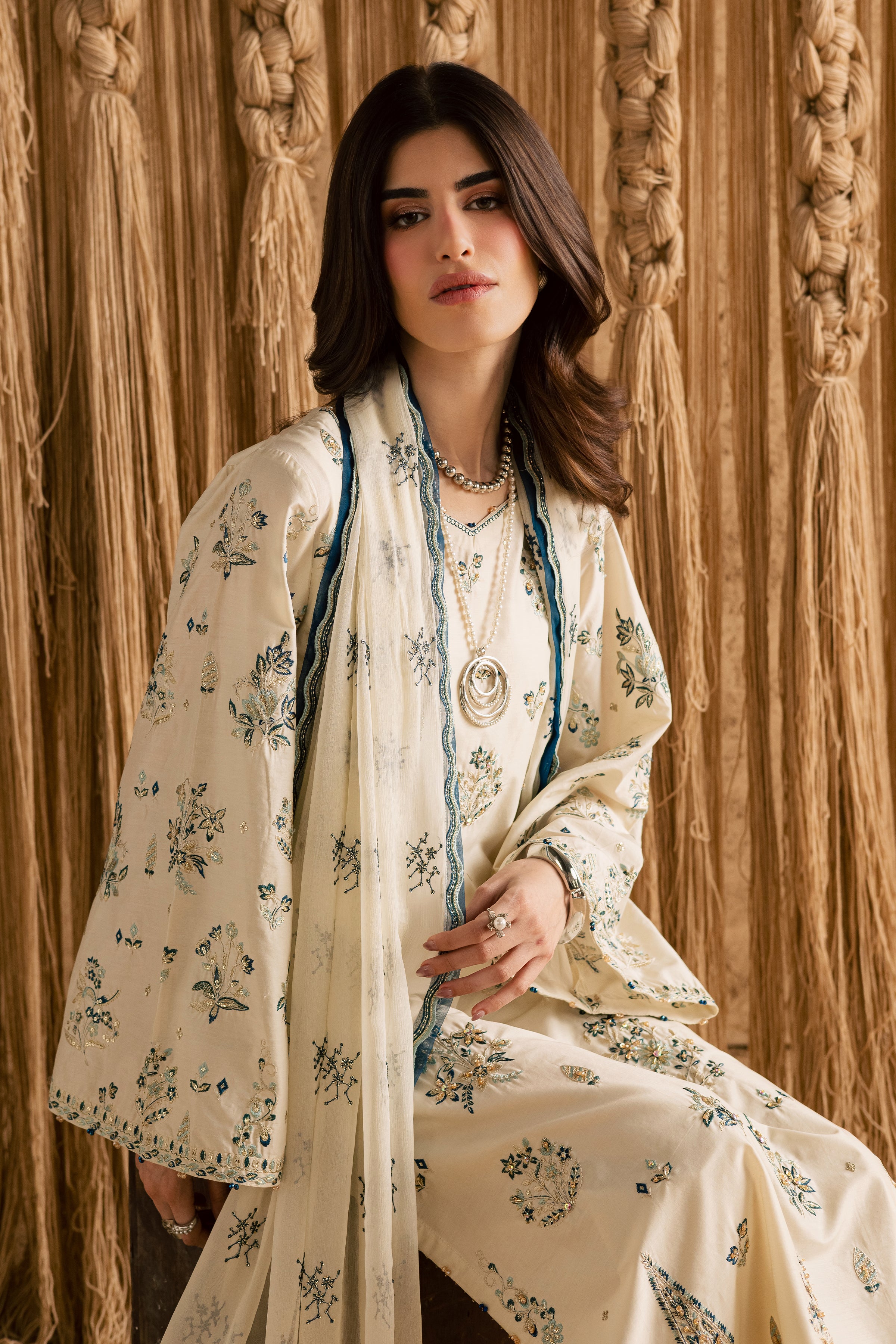  White Sky 3Pc - Festive Eid Pret BATIKEID2026  BATIK   XS / Ivory / Giza-S / Ivory / Giza-M / Ivory / Giza-L / Ivory / Giza-XL / Ivory / Giza