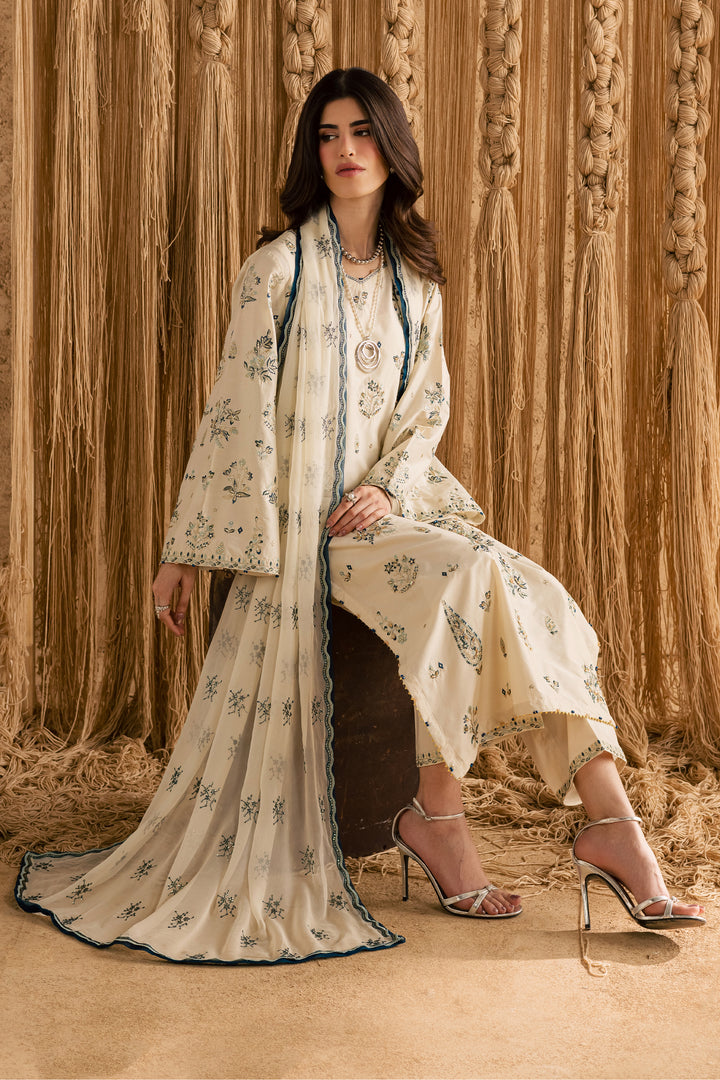  White Sky 3Pc - Festive Eid Pret BATIKEID2026  BATIK   XS / Ivory / Giza-S / Ivory / Giza-M / Ivory / Giza-L / Ivory / Giza-XL / Ivory / Giza