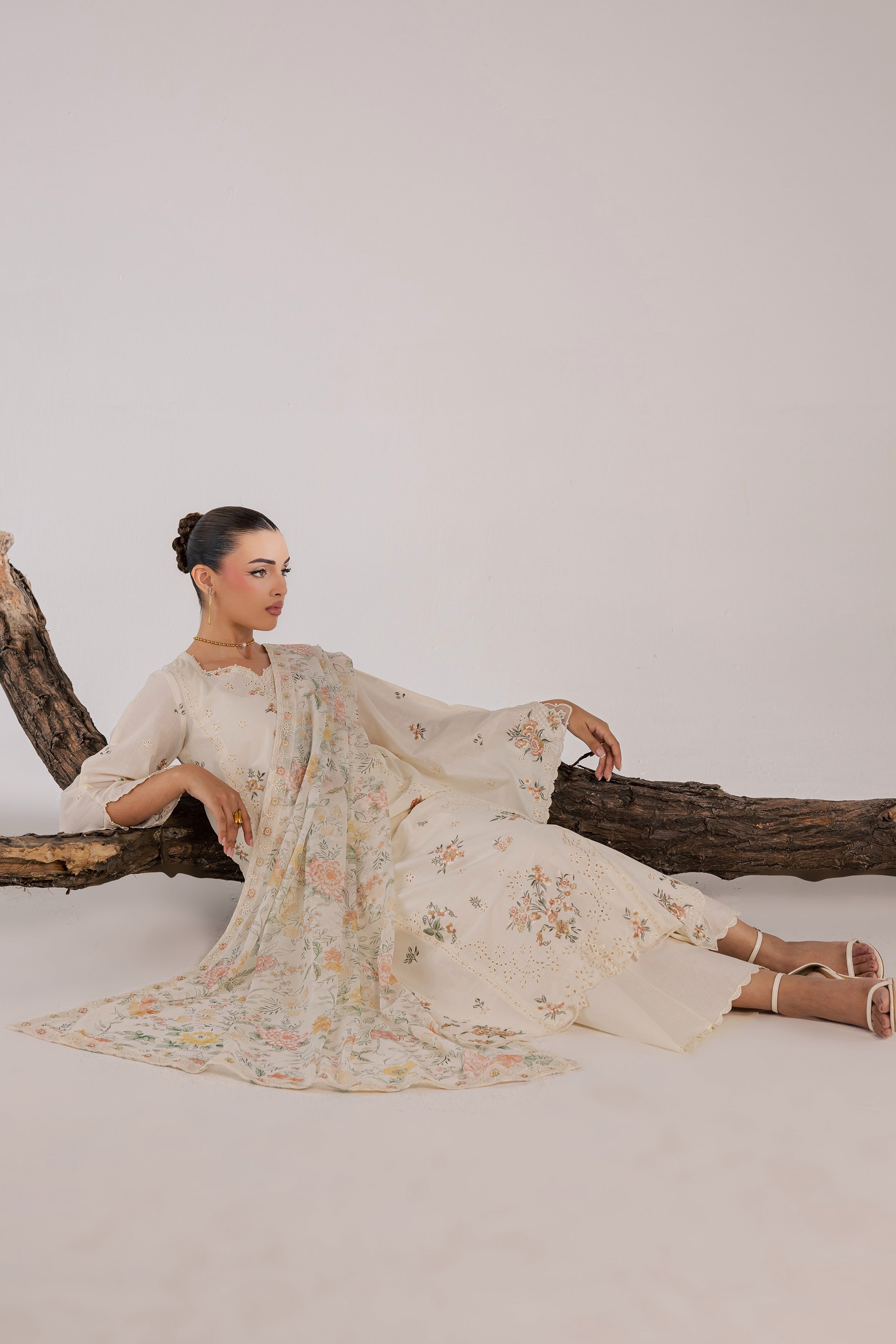  White Zoe 3Pc - Luxury Embroidered Lawn BATIKSS26  BATIK   XS / Eggnog / Pima Lawn-S / Eggnog / Pima Lawn-M / Eggnog / Pima Lawn-L / Eggnog / Pima Lawn-XL / Eggnog / Pima Lawn