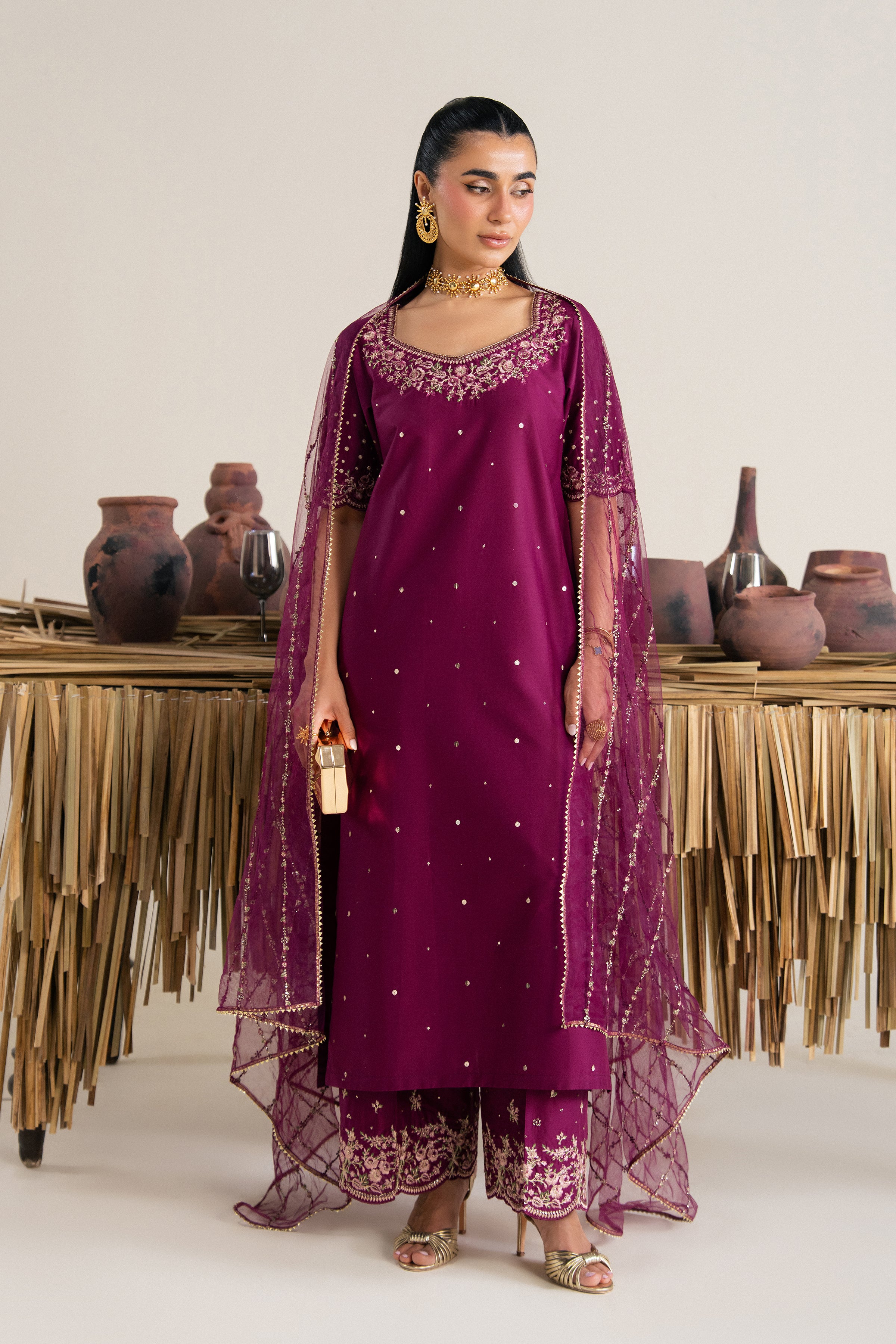  Yalina 3Pc - Festive Eid Pret BATIKSS26  BATIK   XS / Ruby / Giza-S / Ruby / Giza-M / Ruby / Giza-L / Ruby / Giza-XL / Ruby / Giza