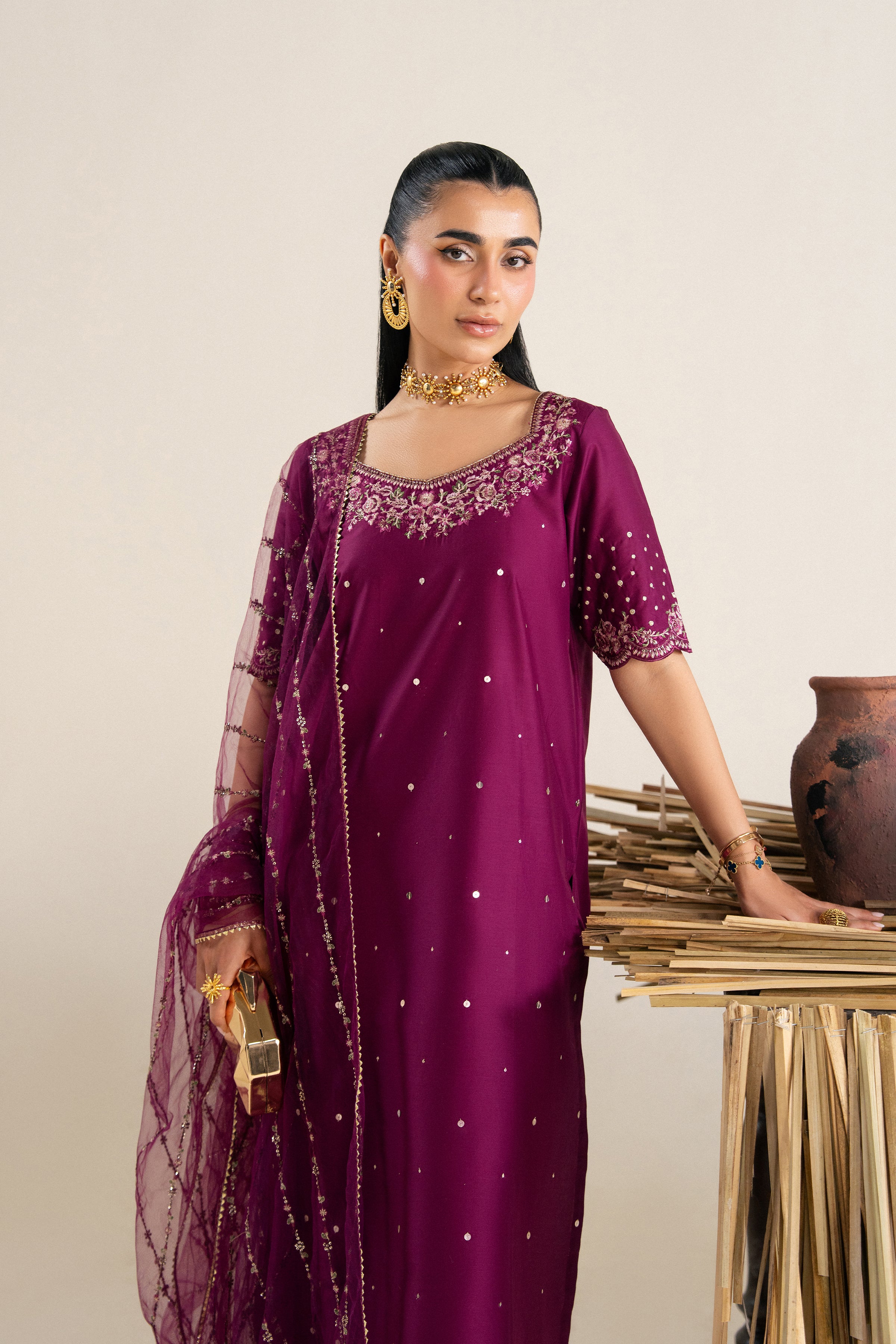  Yalina 3Pc - Festive Eid Pret BATIKSS26  BATIK   XS / Ruby / Giza-S / Ruby / Giza-M / Ruby / Giza-L / Ruby / Giza-XL / Ruby / Giza