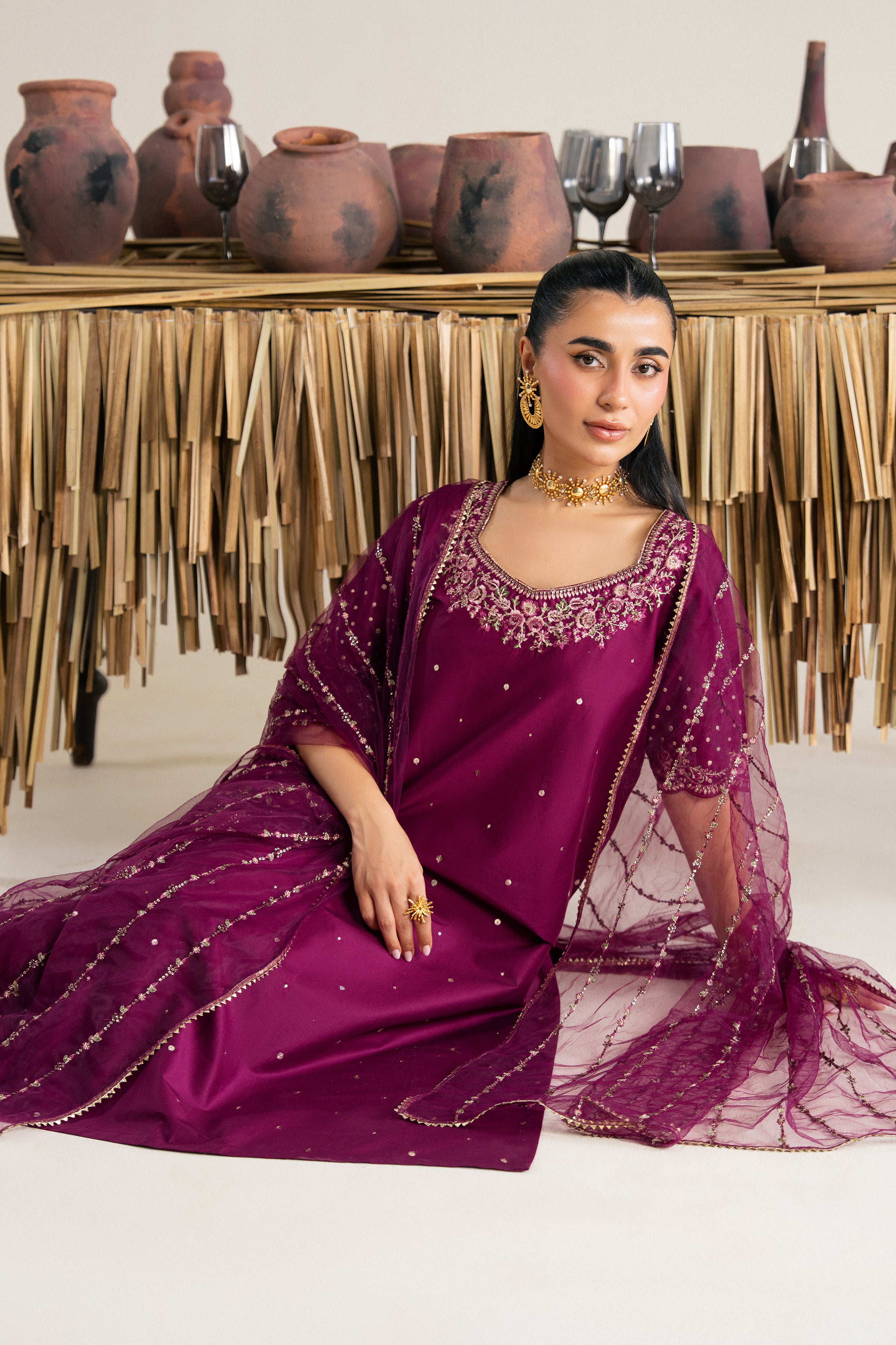  Yalina 3Pc - Festive Eid Pret BATIKSS26  BATIK   XS / Ruby / Giza-S / Ruby / Giza-M / Ruby / Giza-L / Ruby / Giza-XL / Ruby / Giza