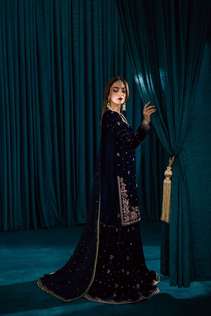  Yashal 3Pc - Velvet Formal Dress BATIKstudio  BATIK   S / Deep Blue / Velvet-M / Deep Blue / Velvet-L / Deep Blue / Velvet