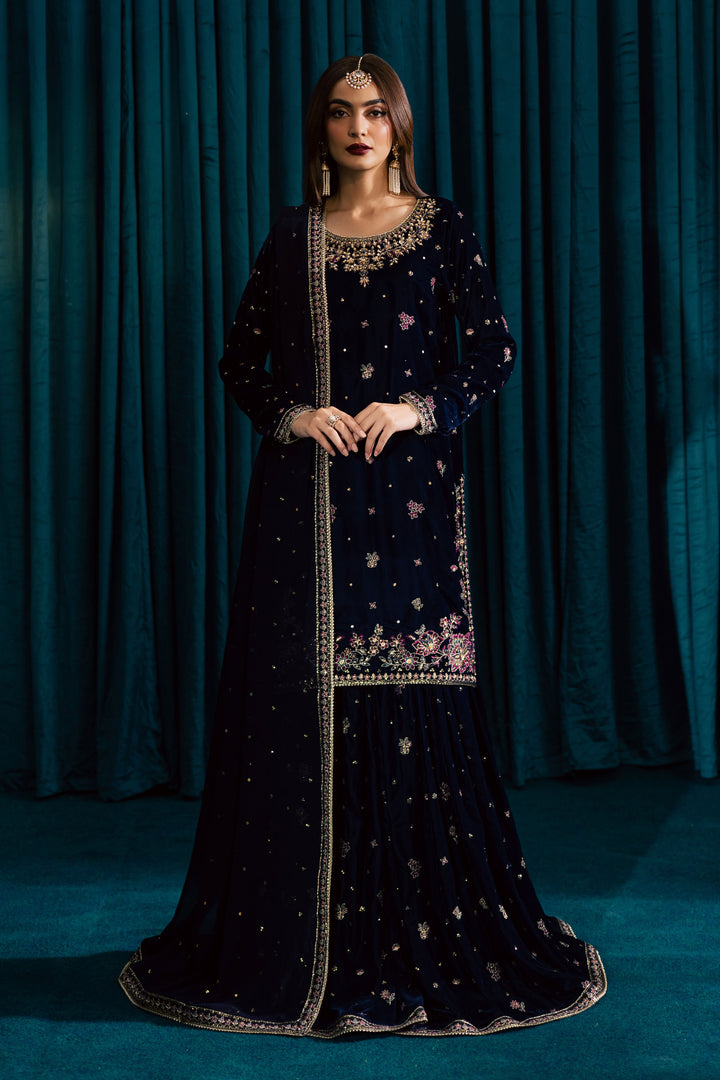  Yashal 3Pc - Velvet Formal Dress BATIKstudio  BATIK   S / Deep Blue / Velvet-M / Deep Blue / Velvet-L / Deep Blue / Velvet