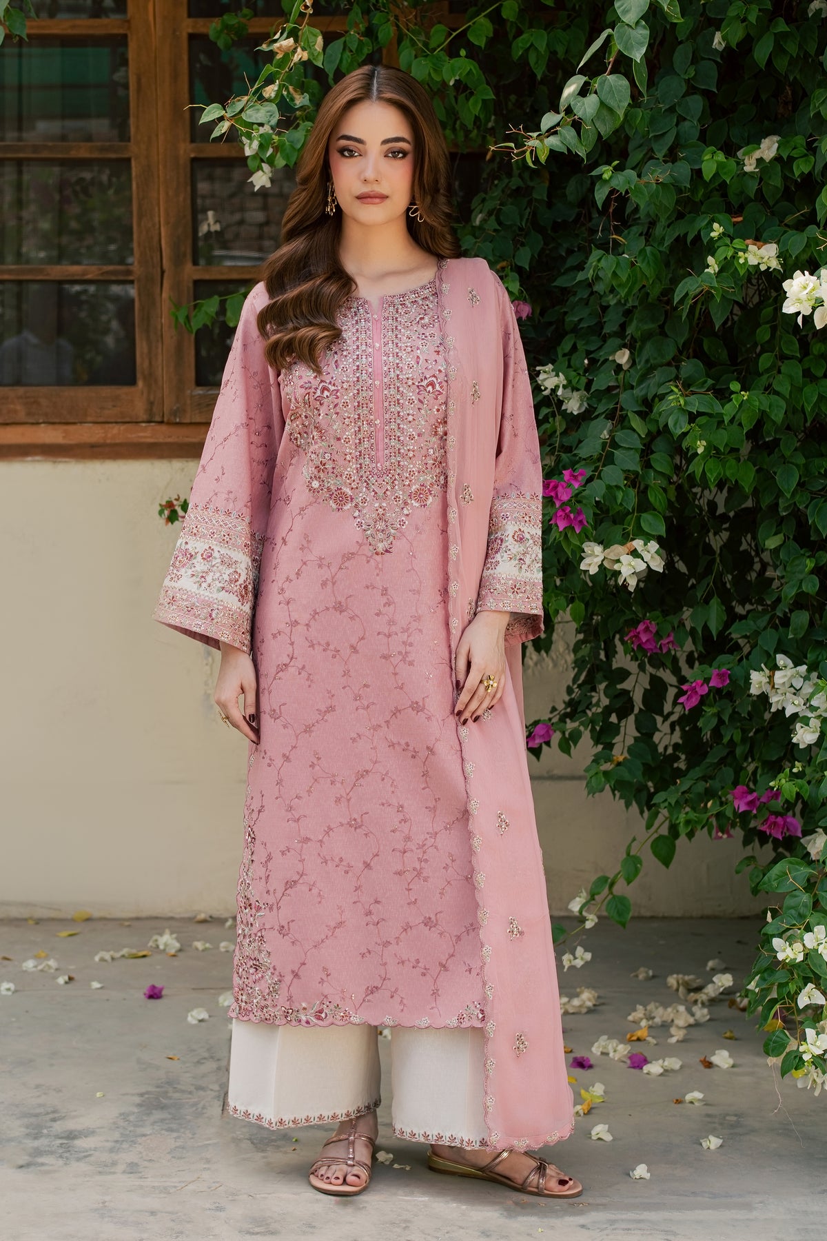Yashfa 3Pc - Embroidered Karandi Pret PRETKARANDI2026  BATIK   XS / Tea Pink / Karandi