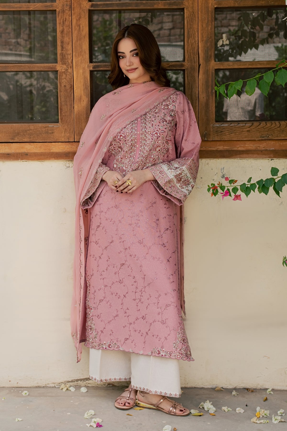 Yashfa 3Pc - Embroidered Karandi Pret PRETKARANDI2026  BATIK   XS / Tea Pink / Karandi