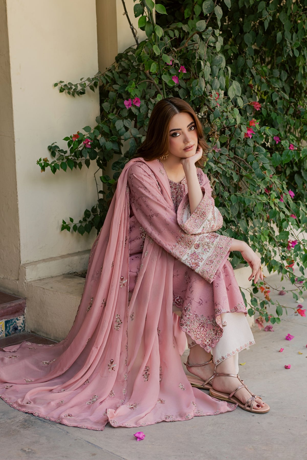 Yashfa 3Pc - Embroidered Karandi Pret PRETKARANDI2026  BATIK   XS / Tea Pink / Karandi