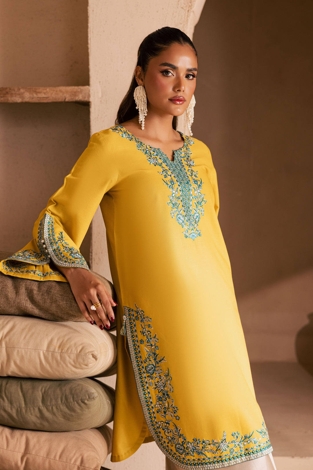 Yellow April 2Pc - Embroidered Khaddar Dress BATIK Yellow April 2Pc - Embroidered Khaddar Dress BATIK