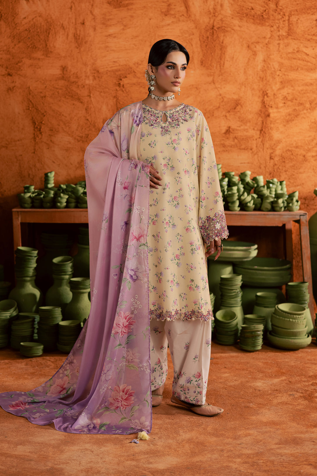  Yellow Lamia 3Pc - Printed Lawn Dress BATIKEID2026  BATIK   XS / Yellow / Lawn-S / Yellow / Lawn-M / Yellow / Lawn-L / Yellow / Lawn-XL / Yellow / Lawn