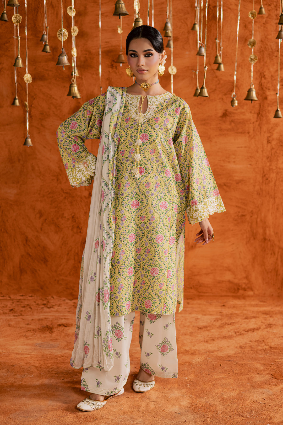  Yellow Minsa 3pc - Printed Lawn Dress BATIKEID2026  BATIK   XS / Yellow / Lawn-S / Yellow / Lawn-M / Yellow / Lawn-L / Yellow / Lawn-XL / Yellow / Lawn