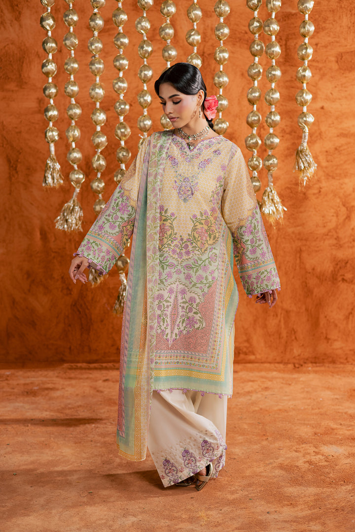  Yellow Tofu 3Pc - Printed Lawn Dress BATIKEID2026  BATIK   XS / Pastel Yellow / Lawn-S / Pastel Yellow / Lawn-M / Pastel Yellow / Lawn-L / Pastel Yellow / Lawn-XL / Pastel Yellow / Lawn