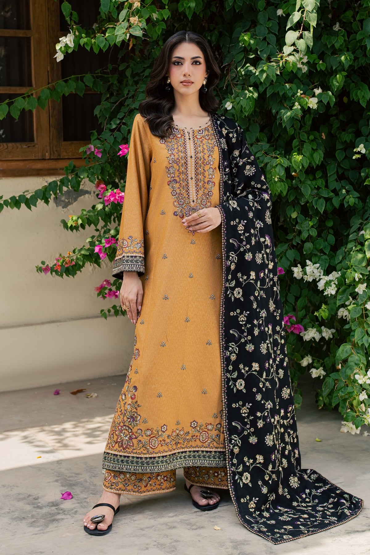 Zaar 3Pc - Embroidered Karandi Pret PRETKARANDI2026  BATIK   XS / Mustard / Karandi