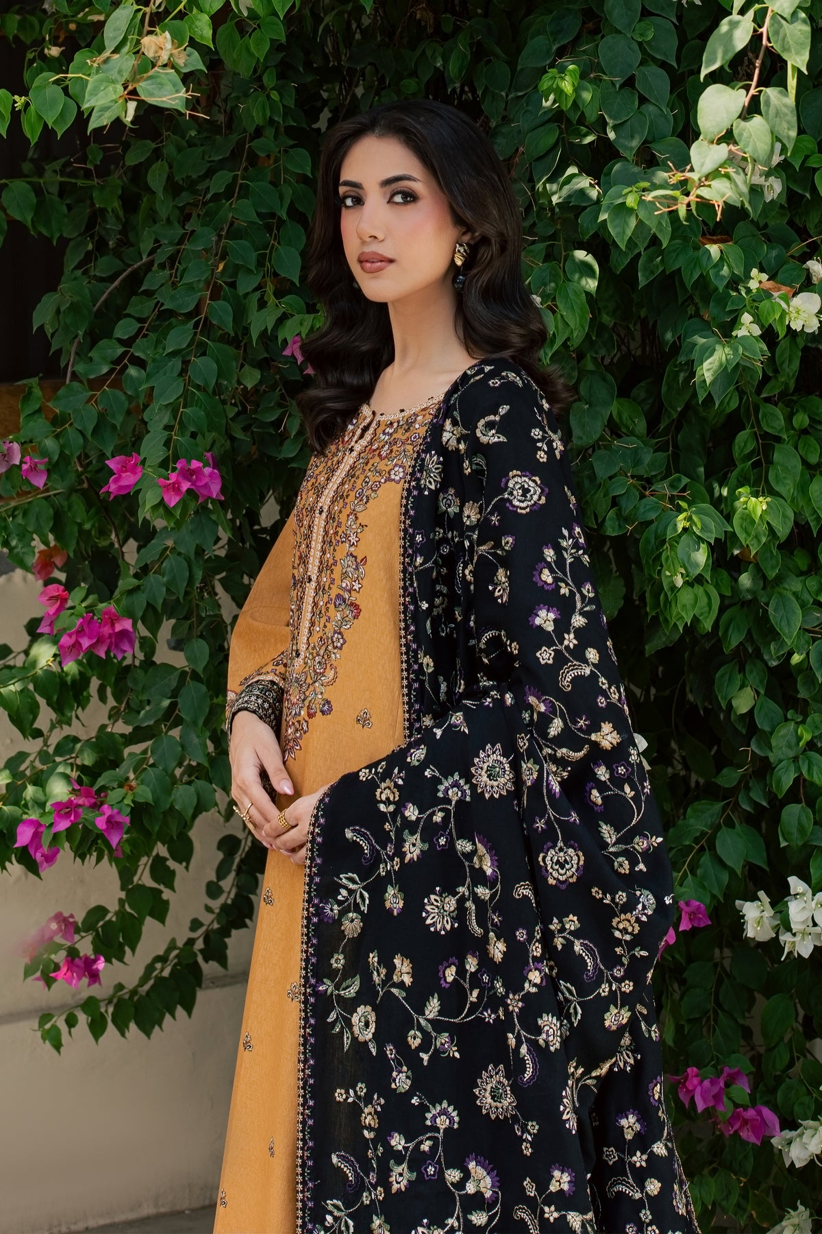 Zaar 3Pc - Embroidered Karandi Pret PRETKARANDI2026  BATIK   XS / Mustard / Karandi