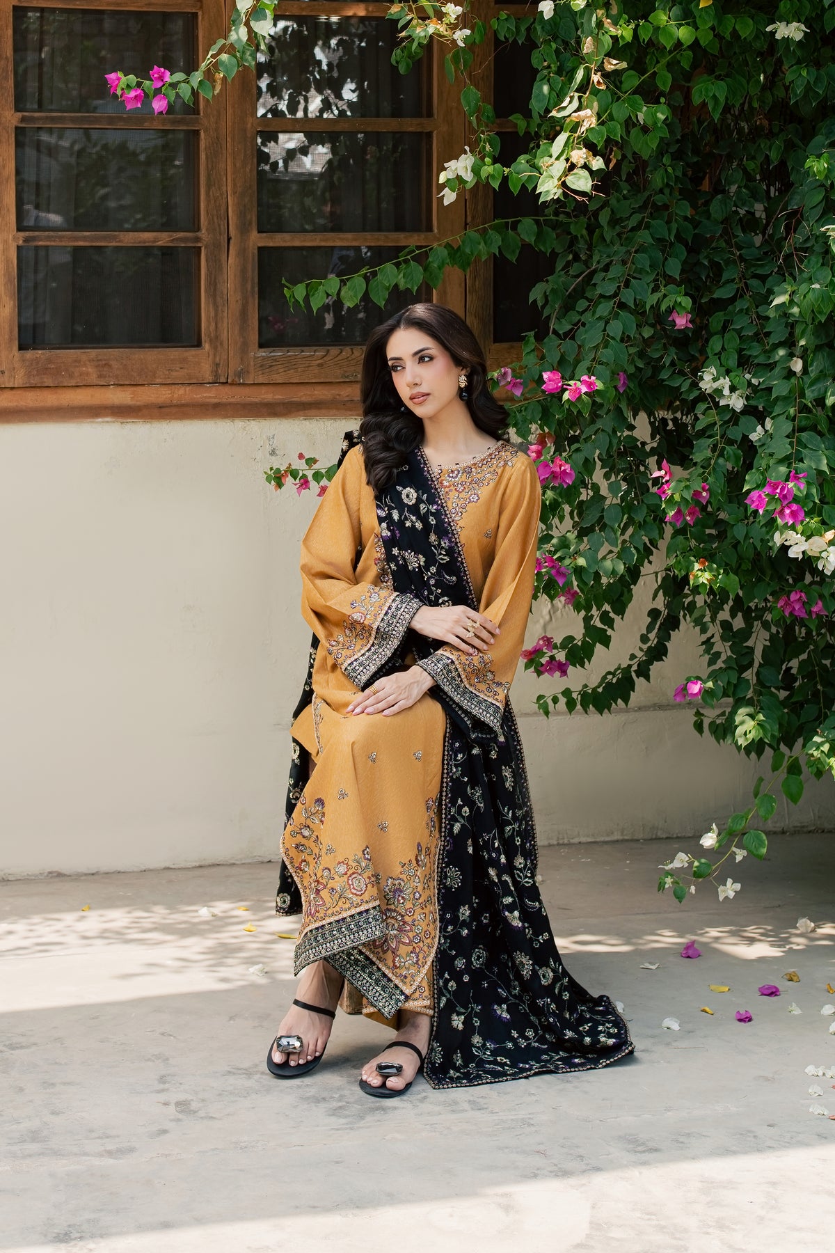 Zaar 3Pc - Embroidered Karandi Pret PRETKARANDI2026  BATIK   XS / Mustard / Karandi