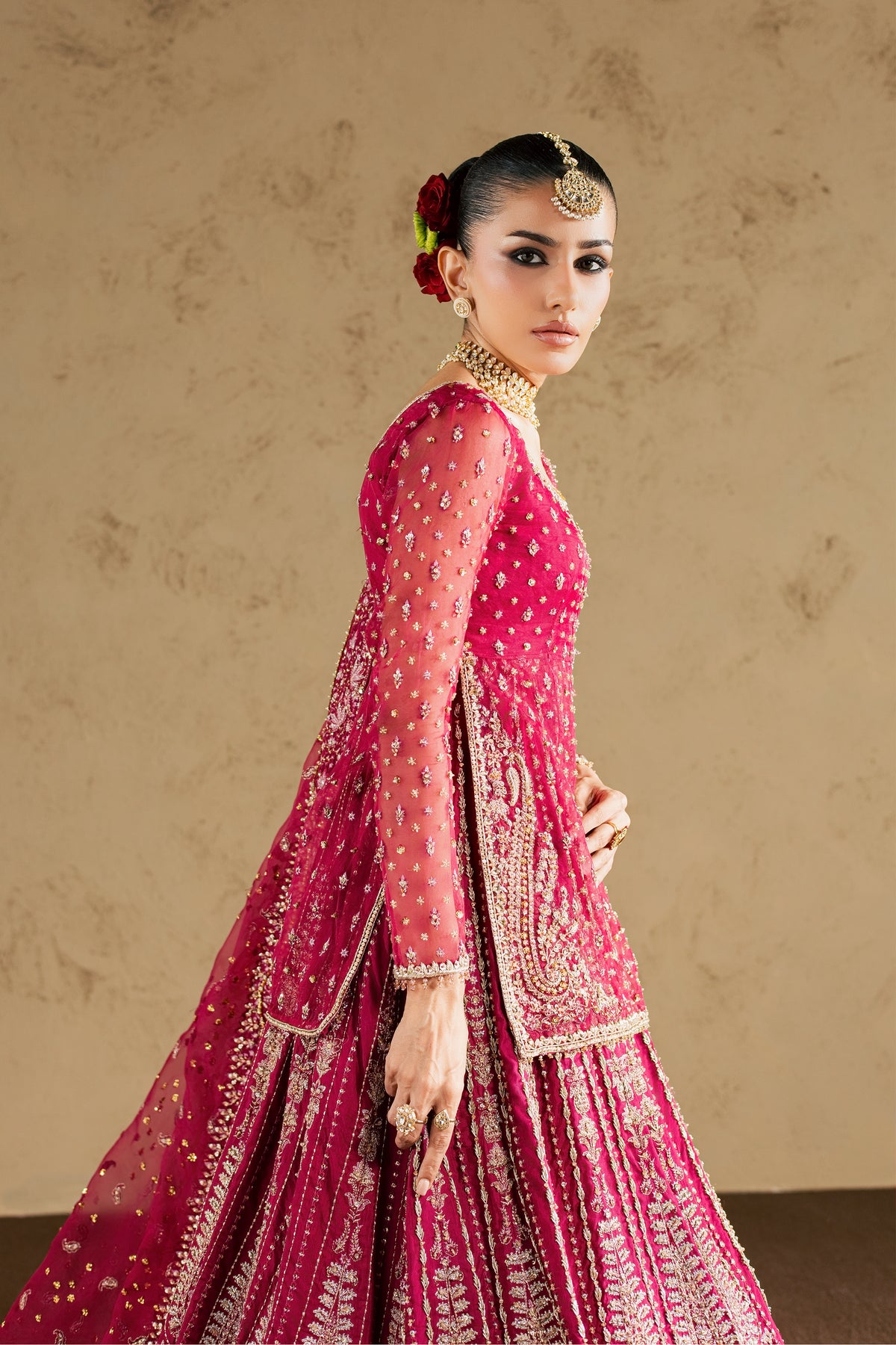 Zaleh 4Pc - Bridal Dress BATIKBRIDAL2026  BATIK   S / Magenta / Raw Silk