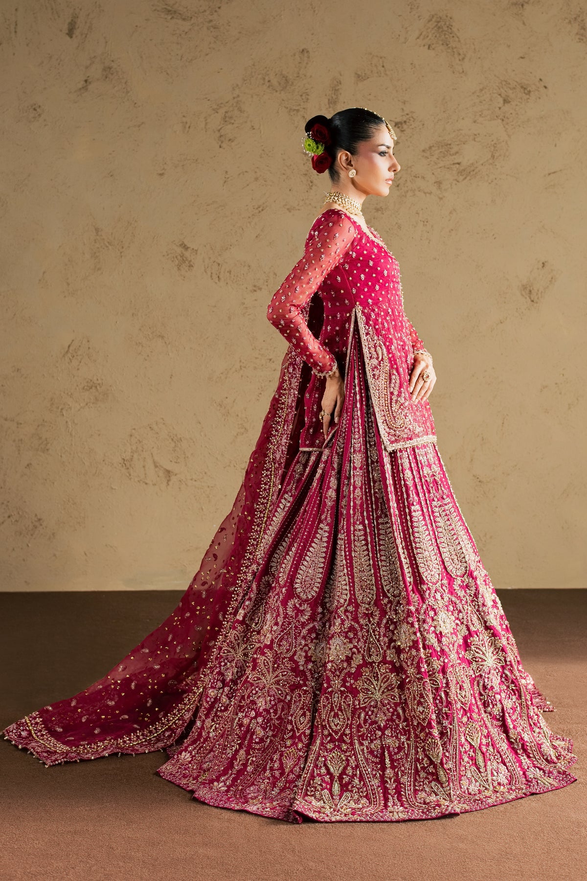 Zaleh 4Pc - Bridal Dress BATIKBRIDAL2026  BATIK   S / Magenta / Raw Silk