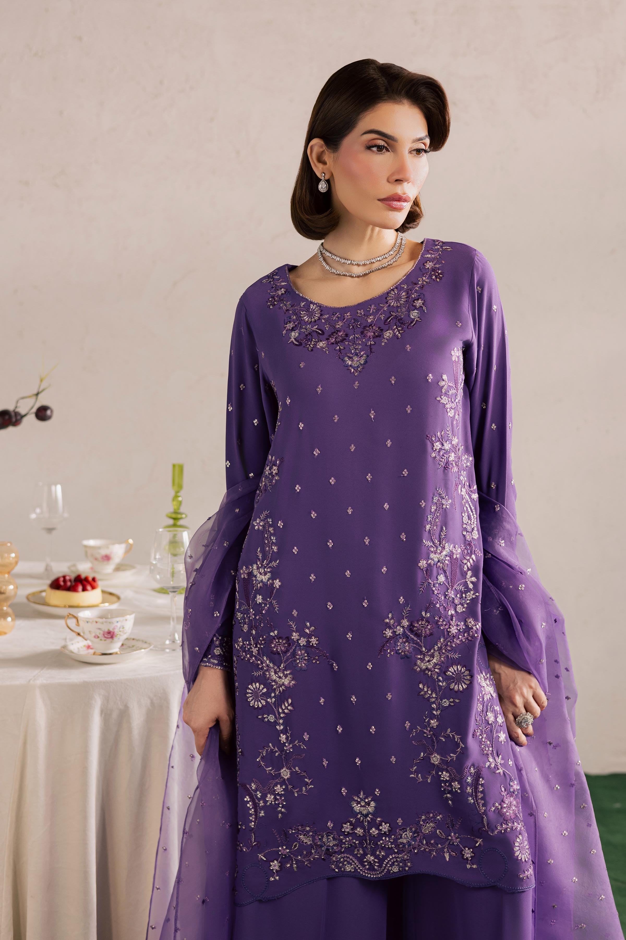  Zareen 3Pc - Festive Luxury Formal BATIKSS26  BATIK   S / Lilac Purple / Georgette-M / Lilac Purple / Georgette-L / Lilac Purple / Georgette