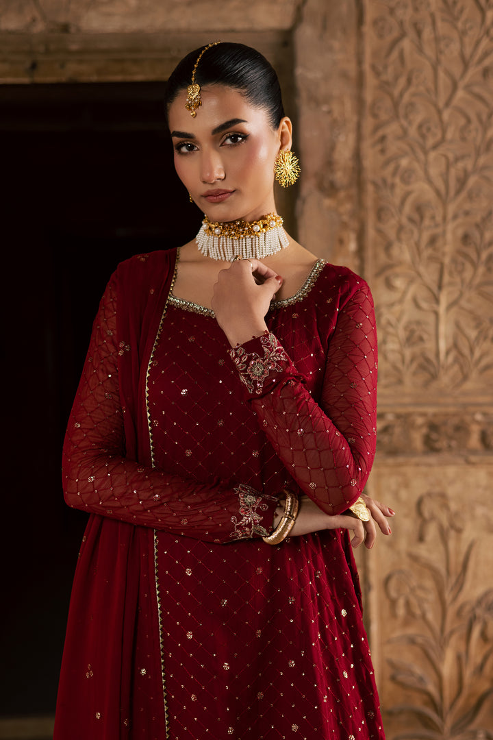  Zarmisha 3Pc - Festive Luxe Pret BATIKLuxePRET  BATIK   XS / Deep Red / Chiffon-S / Deep Red / Chiffon-M / Deep Red / Chiffon-L / Deep Red / Chiffon-XL / Deep Red / Chiffon