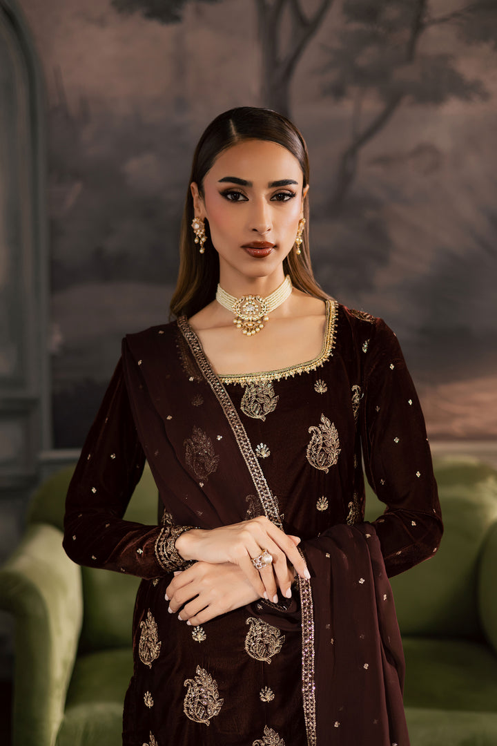  Zircon 3Pc - Velvet Luxe Pret BATIKLuxePRET2025  BATIK   XS / Brown / Velvet-S / Brown / Velvet-M / Brown / Velvet-L / Brown / Velvet-XL / Brown / Velvet