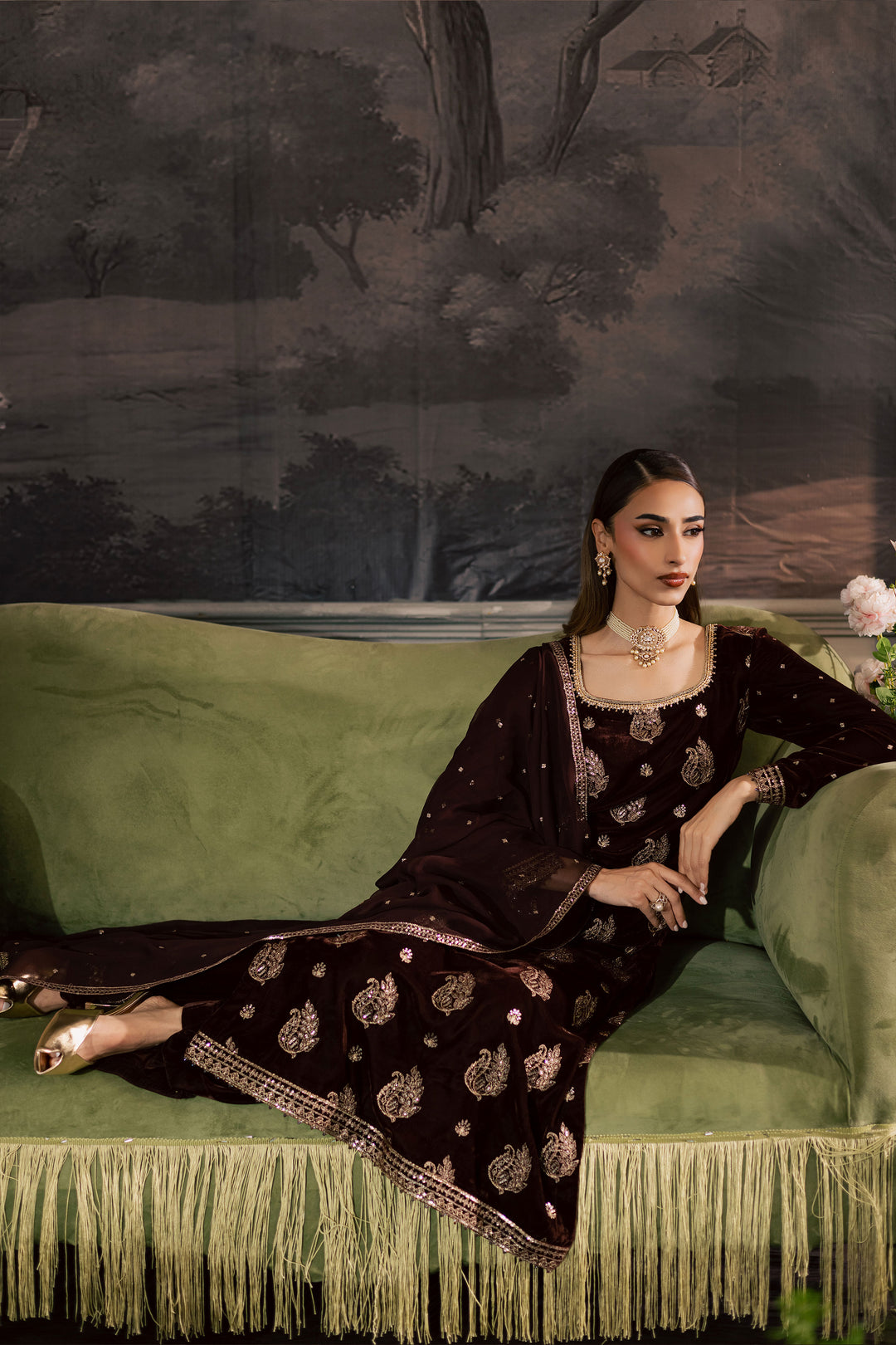  Zircon 3Pc - Velvet Luxe Pret BATIKLuxePRET2025  BATIK   XS / Brown / Velvet-S / Brown / Velvet-M / Brown / Velvet-L / Brown / Velvet-XL / Brown / Velvet