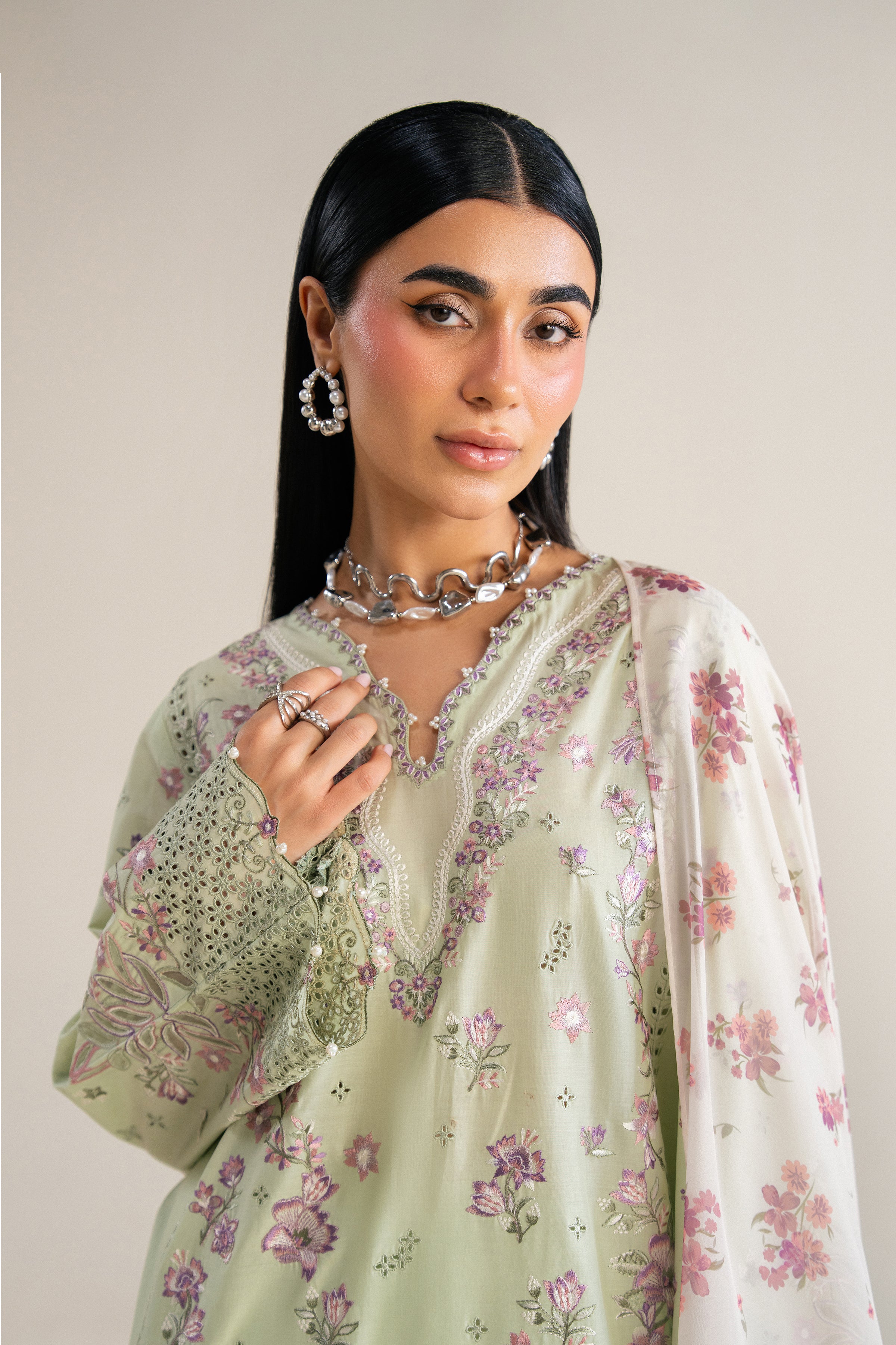  Zoey 3Pc - Festive Eid Pret BATIKSS26  BATIK   XS / Bok choy / Pima Lawn-S / Bok choy / Pima Lawn-M / Bok choy / Pima Lawn-L / Bok choy / Pima Lawn-XL / Bok choy / Pima Lawn