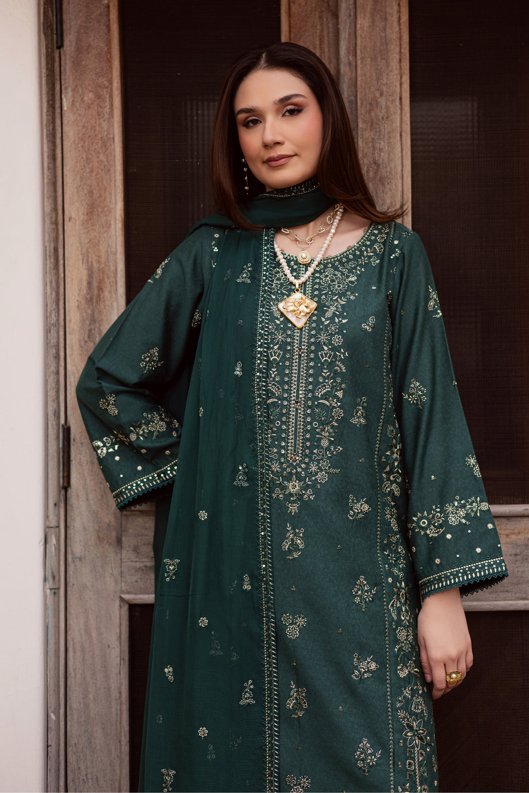  Zorro 3Pc - Embroidered Festive Pret BATIK WINTER PRET 2025  BATIK   XS / Bottle Green / Textured Cotton-S / Bottle Green / Textured Cotton-M / Bottle Green / Textured Cotton-L / Bottle Green / Textured Cotton-XL / Bottle Green / Textured Cotton