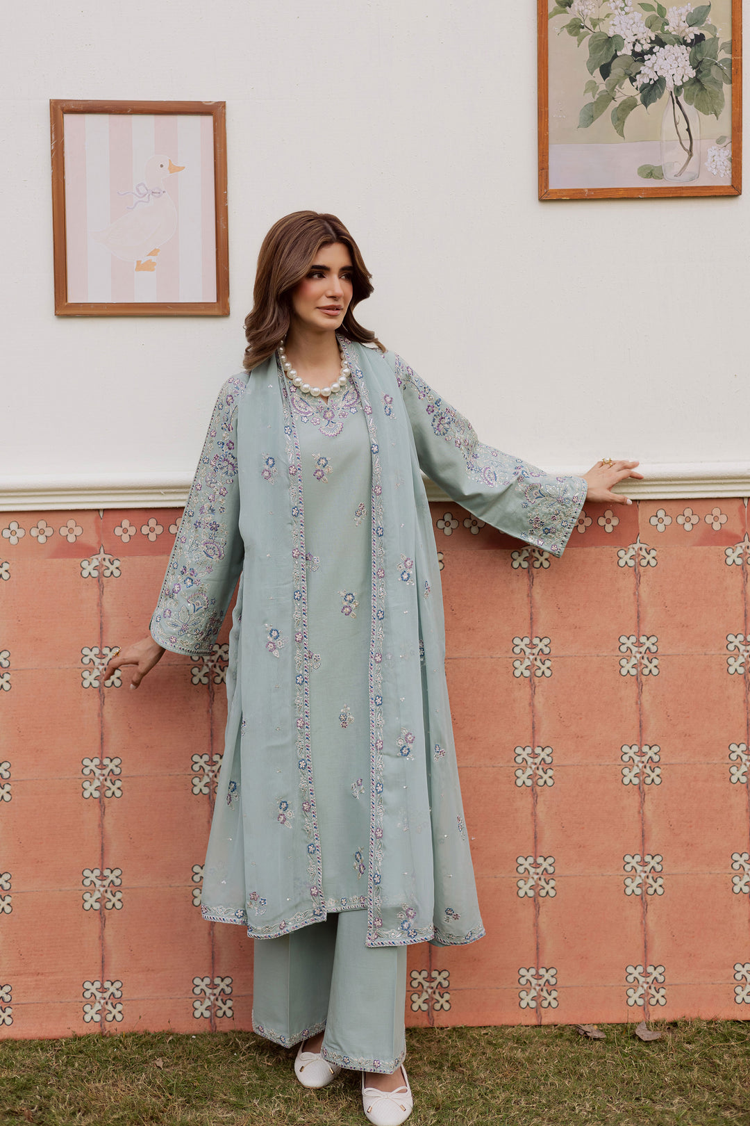 Basil 3Pc - Embroidered Khaddar Dress