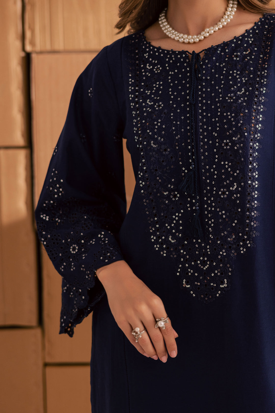 Blue Kenadee 2Pc - Embroidered Khaddar Dress