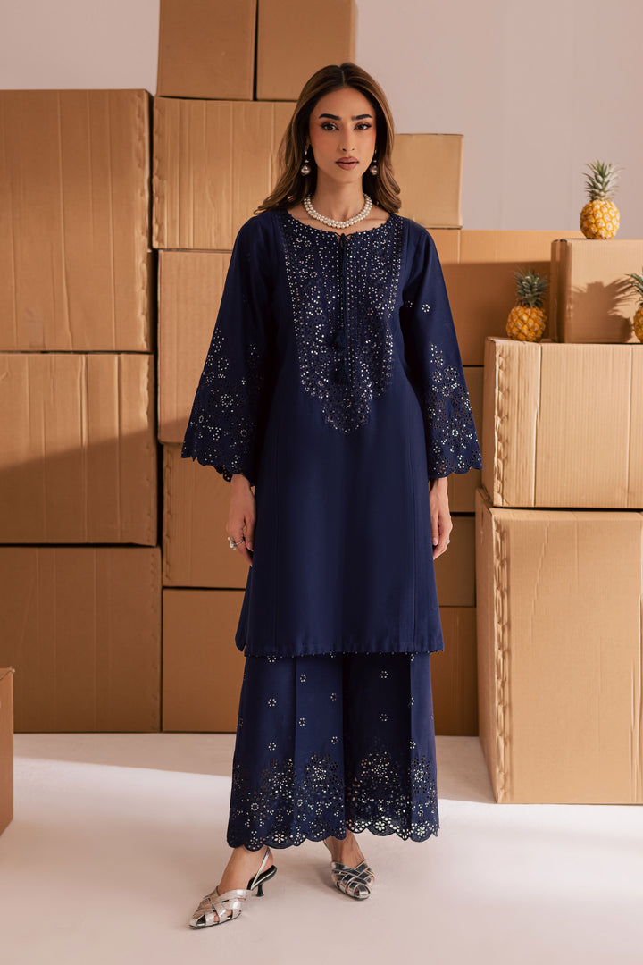 Blue Kenadee 2Pc - Embroidered Khaddar Dress