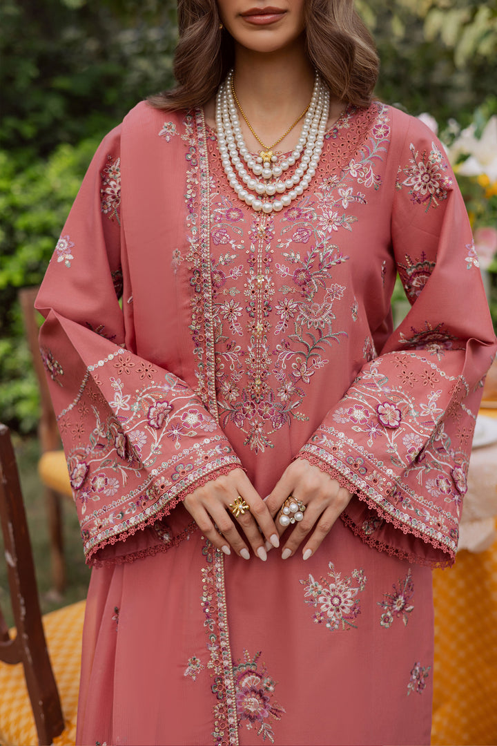 Coral Feather 3Pc - Embroidered Khaddar Dress