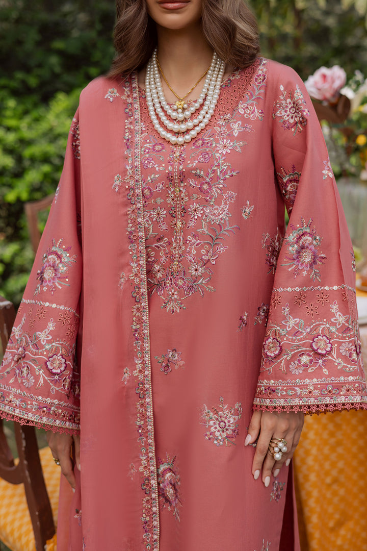 Coral Feather 3Pc - Embroidered Khaddar Dress