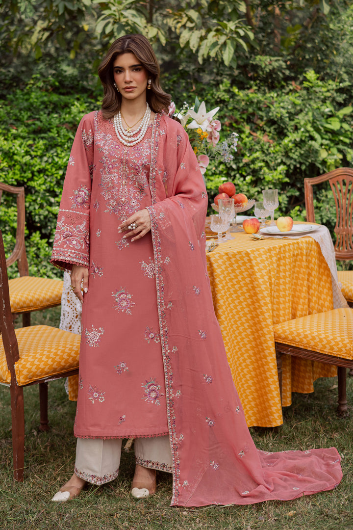 Coral Feather 3Pc - Embroidered Khaddar Dress