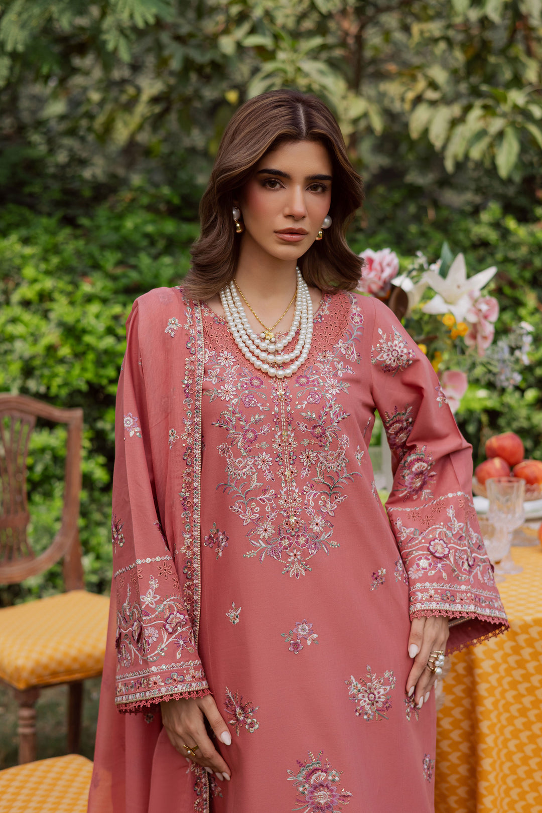 Coral Feather 3Pc - Embroidered Khaddar Dress