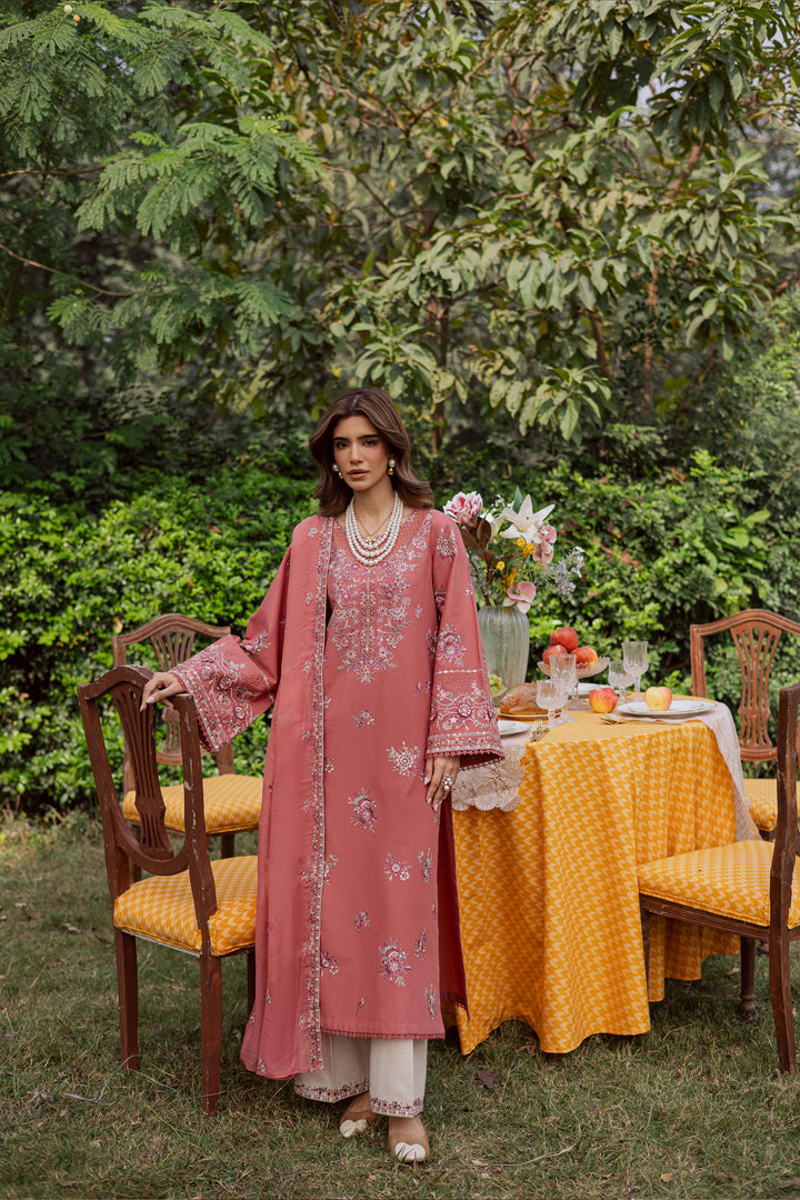 Coral Feather 3Pc - Embroidered Khaddar Dress