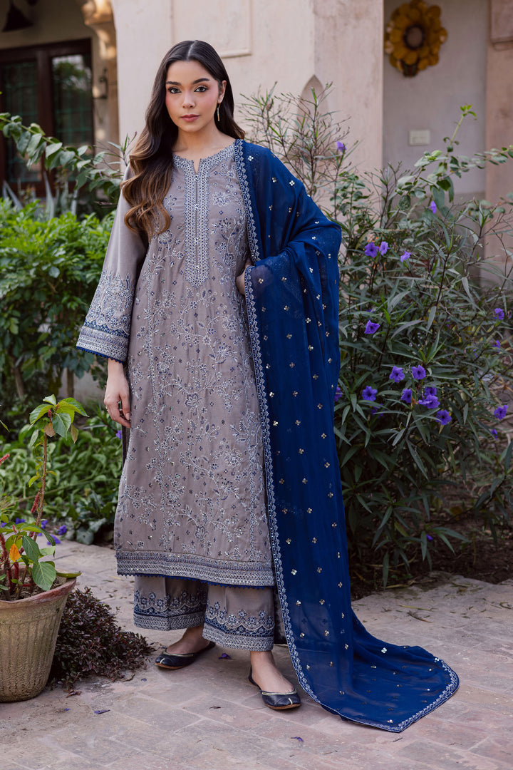 Ezlyin 3Pc - Embroidered Karandi Dress